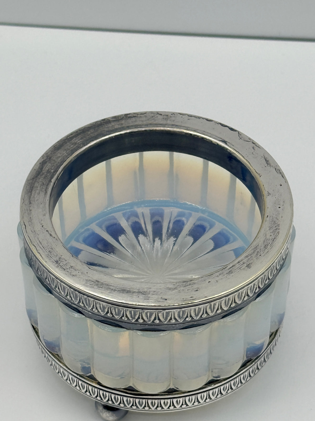 Silver Plated Opaline Salt Cellar