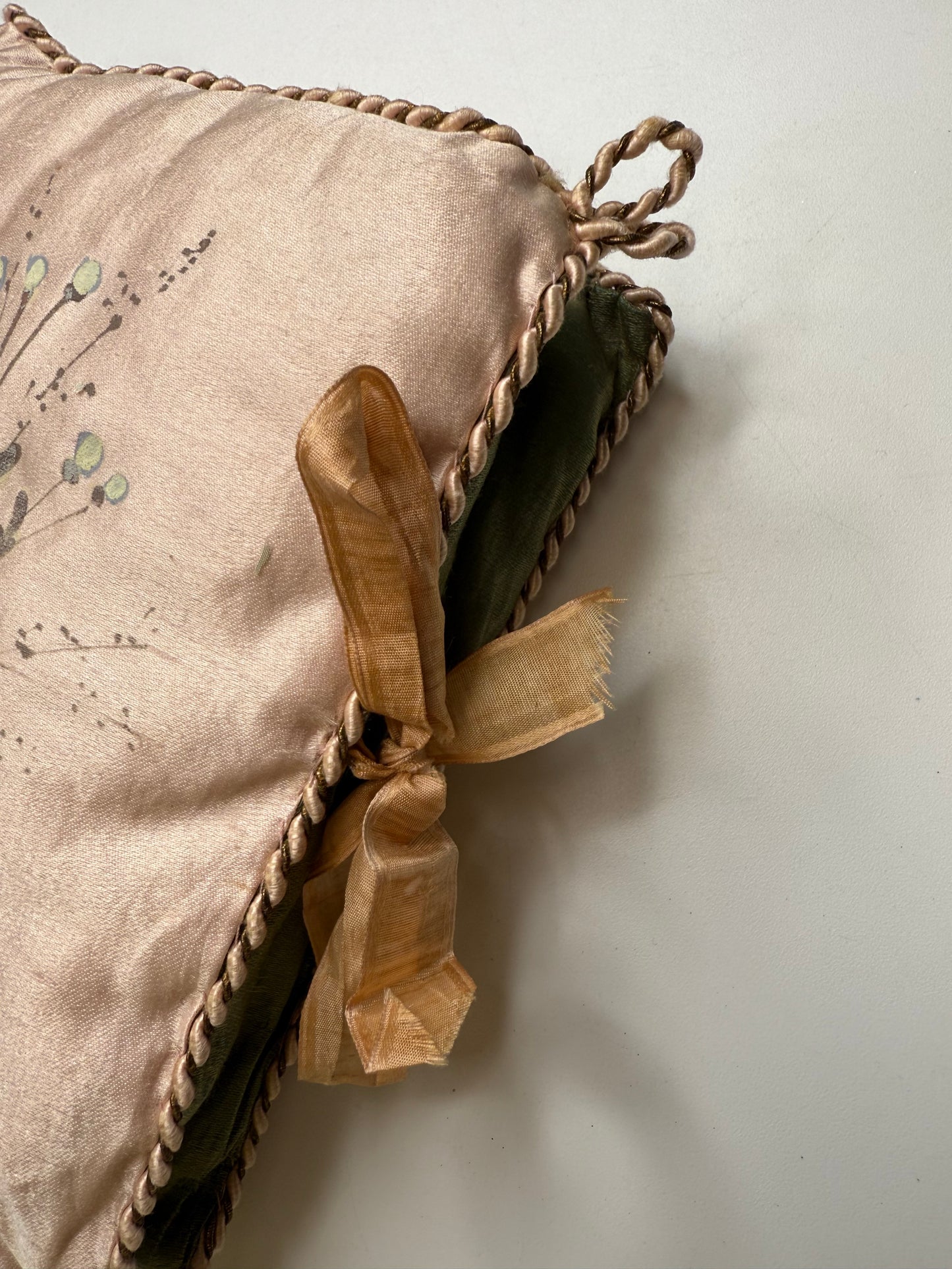 French Silk Hanky Holder Pillow, French Pink Silk Pillow