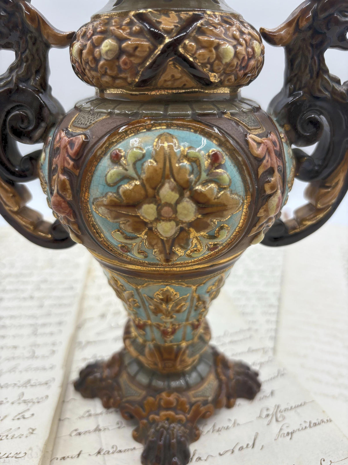 Wilhem Schiller & Sohn Antique European Majolica Vase