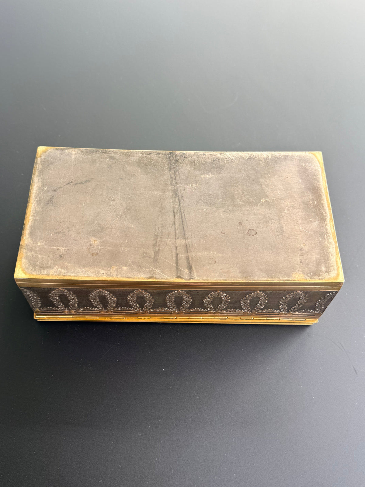 French Bronze Enamel Jewelry Box with Miniature Painting DSM Vintage