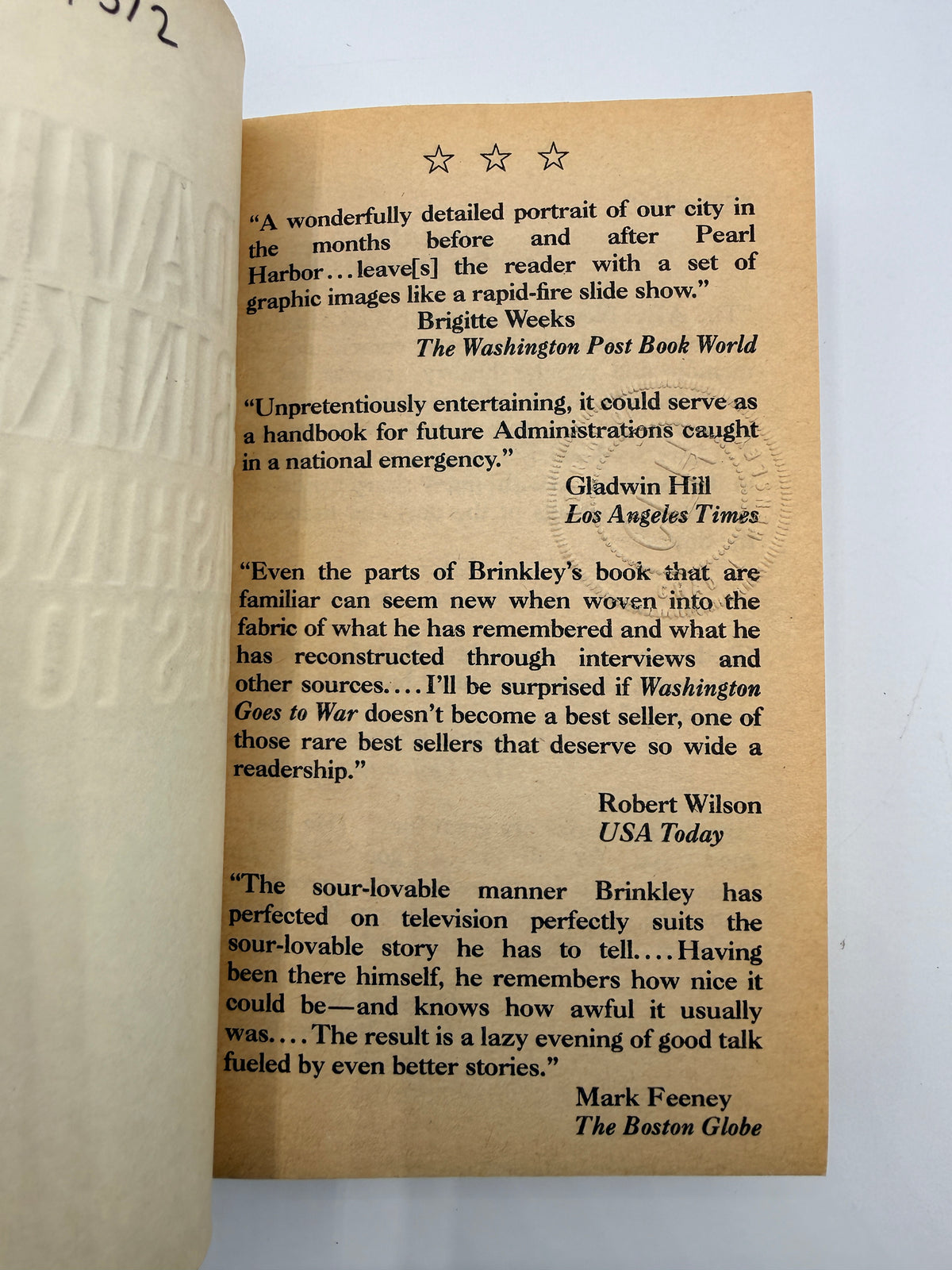 Washington Goes to War by David Brinkley