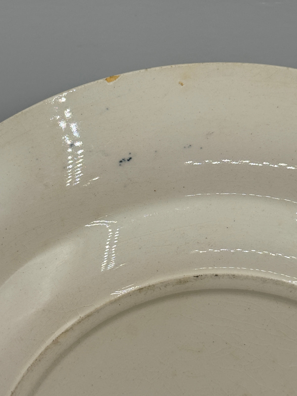 French Ironstone Transferware Floral Plate, Faiences Porcelaines Cristaux