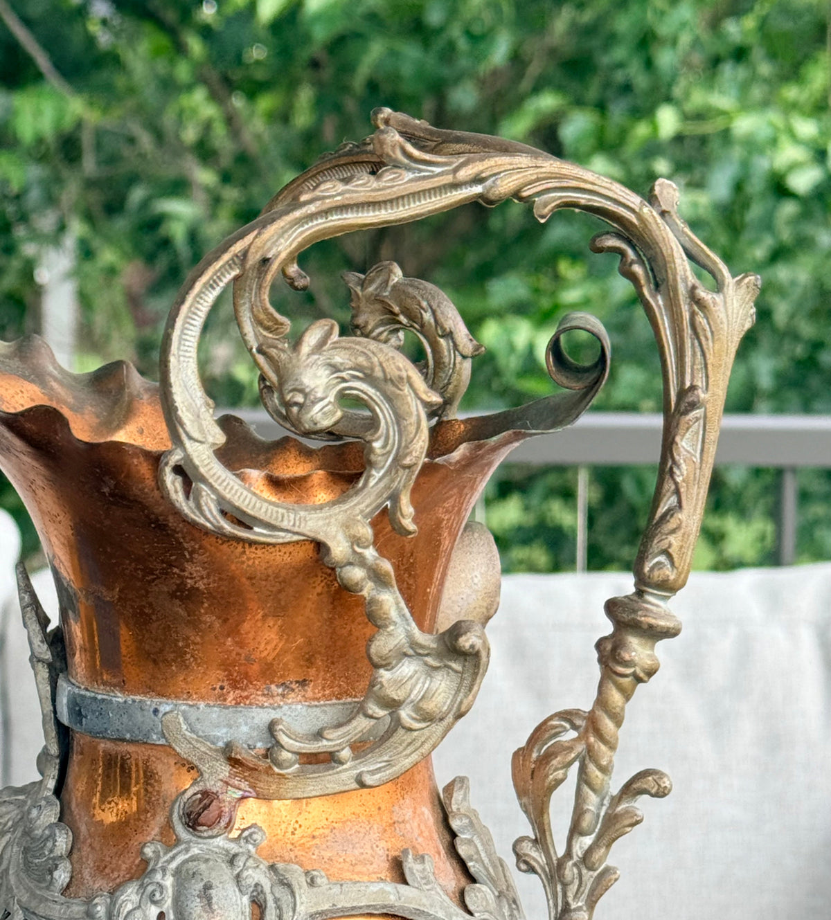 Baroque Style Antique Copper Ewer DSM Vintage