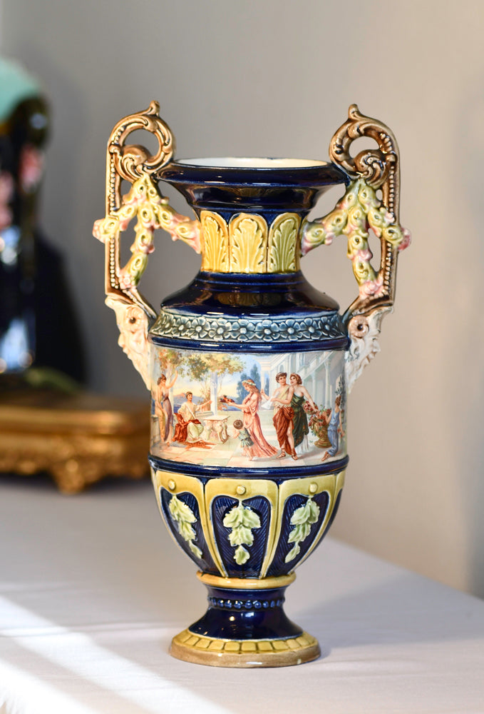 European Majolica Vase or Urn, Renaissance Model BB Antiques & Imports
