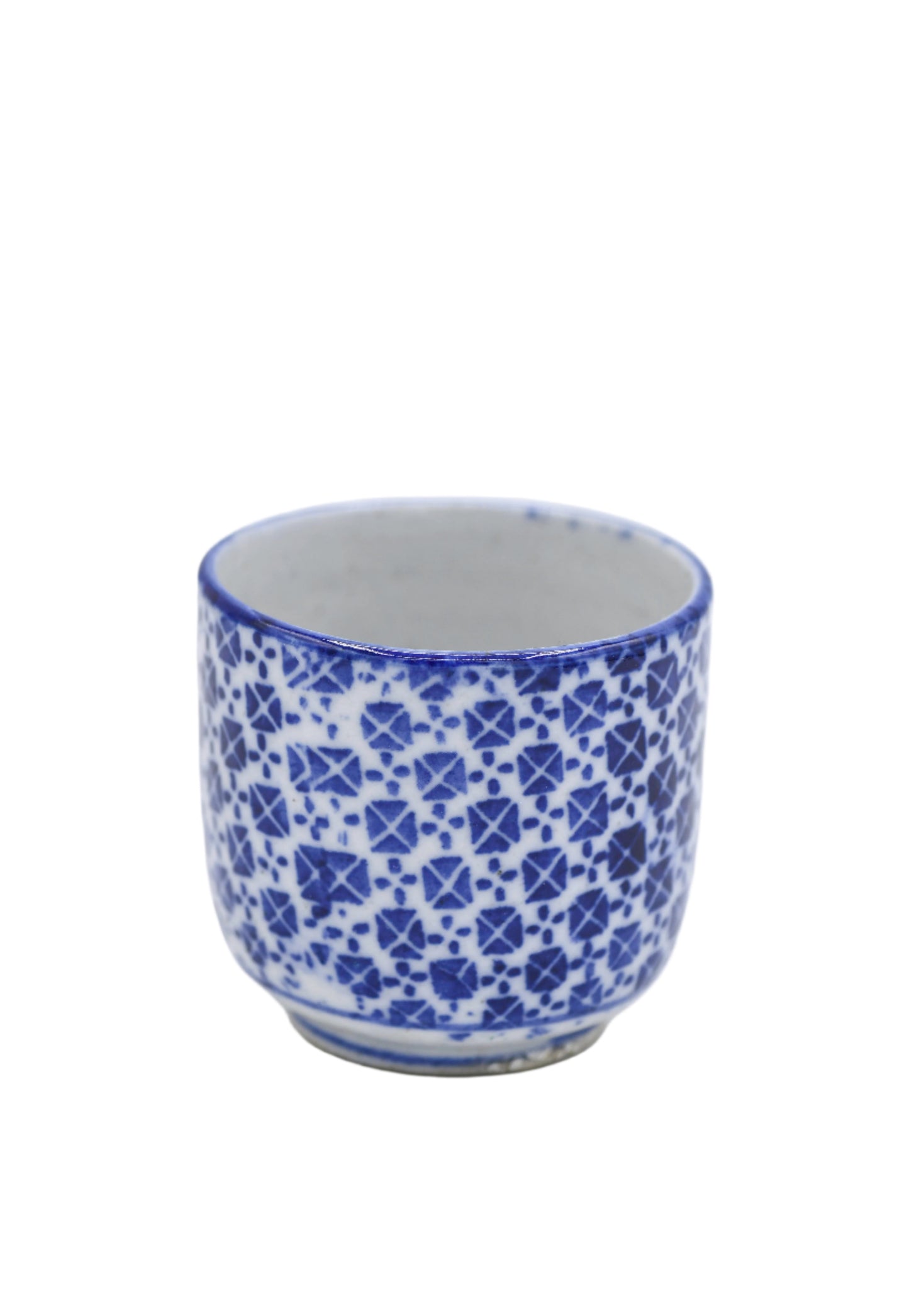 Blue and White Geometric Transfer Teacup