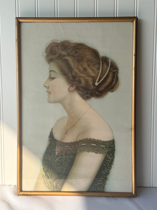 Antique Female Framed Portrait, 17”, 1910