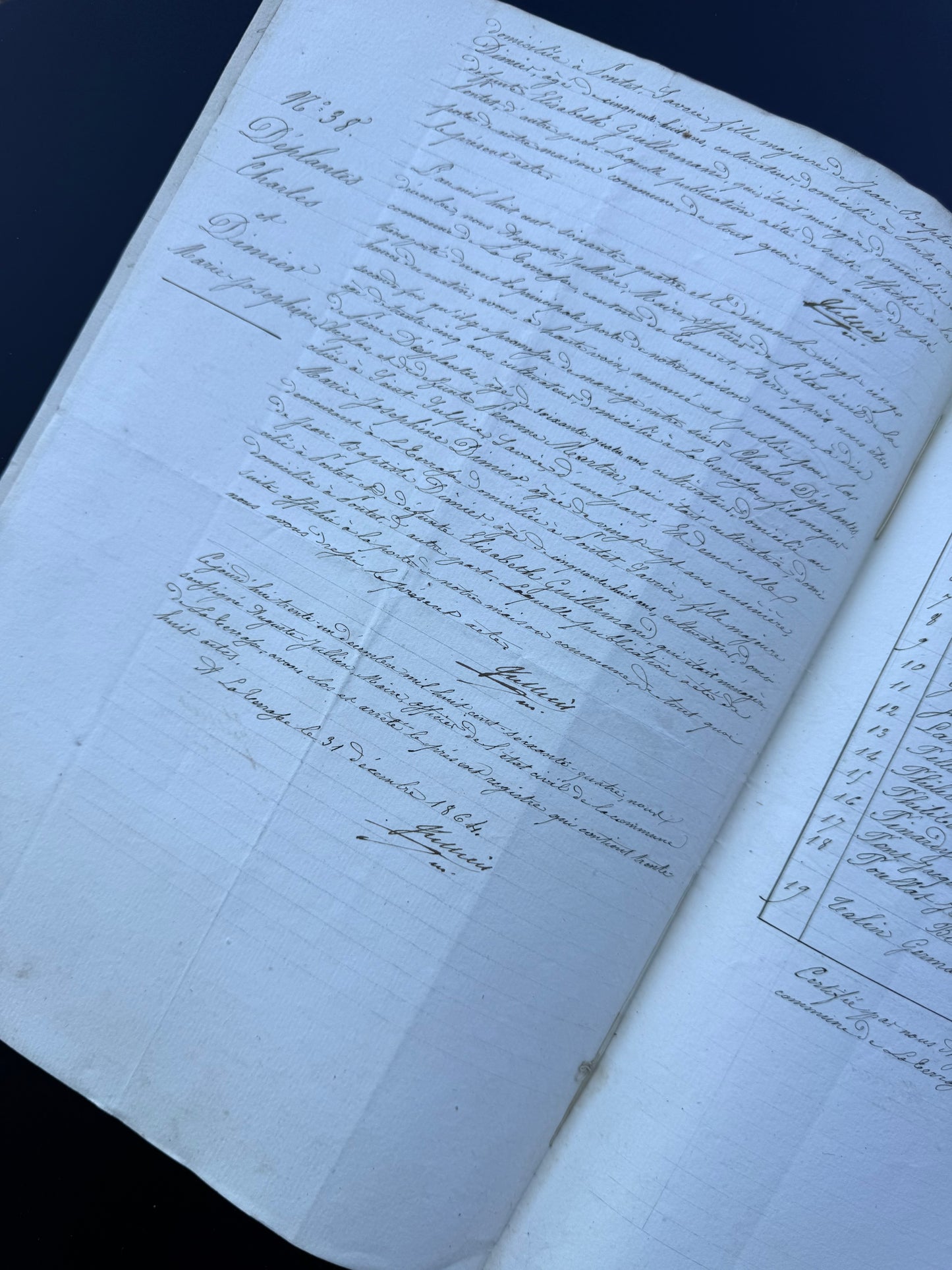 French Handwritten Multi-Page Registrar Document, 1864
