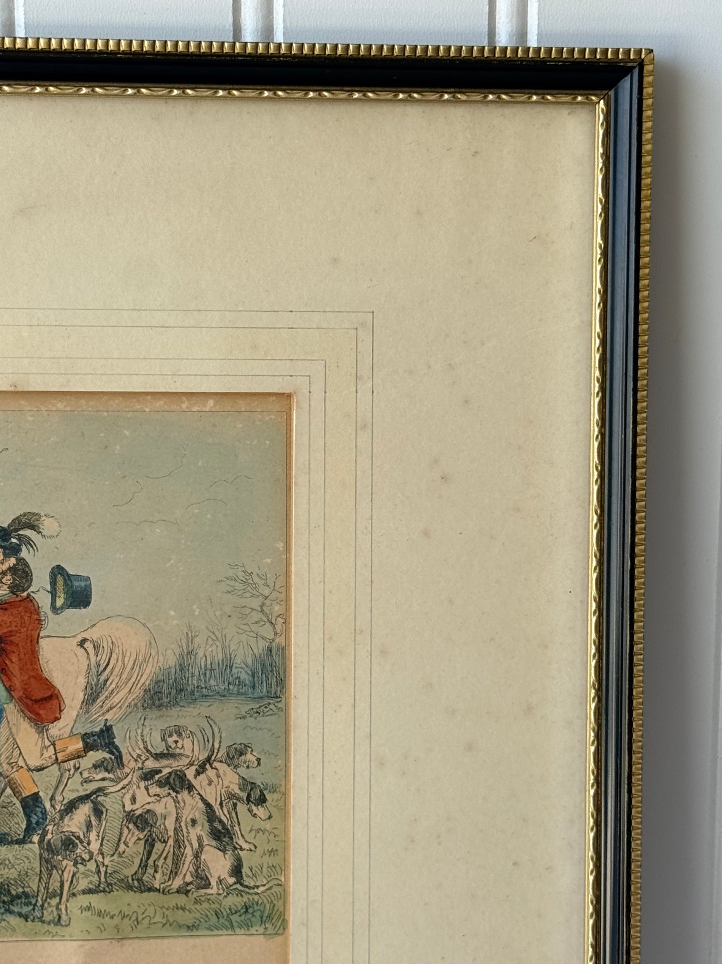 John Leech Framed Engraving, 1850’s, Mr Sponge Declares Himself