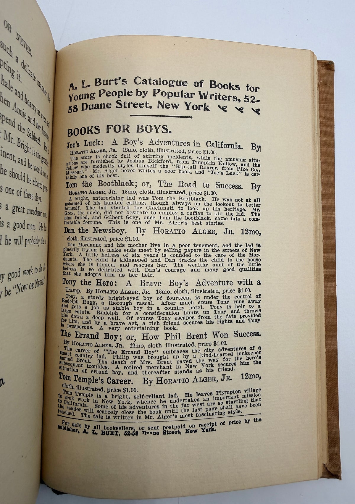 Oliver Optic’s Now or Never Antique Book