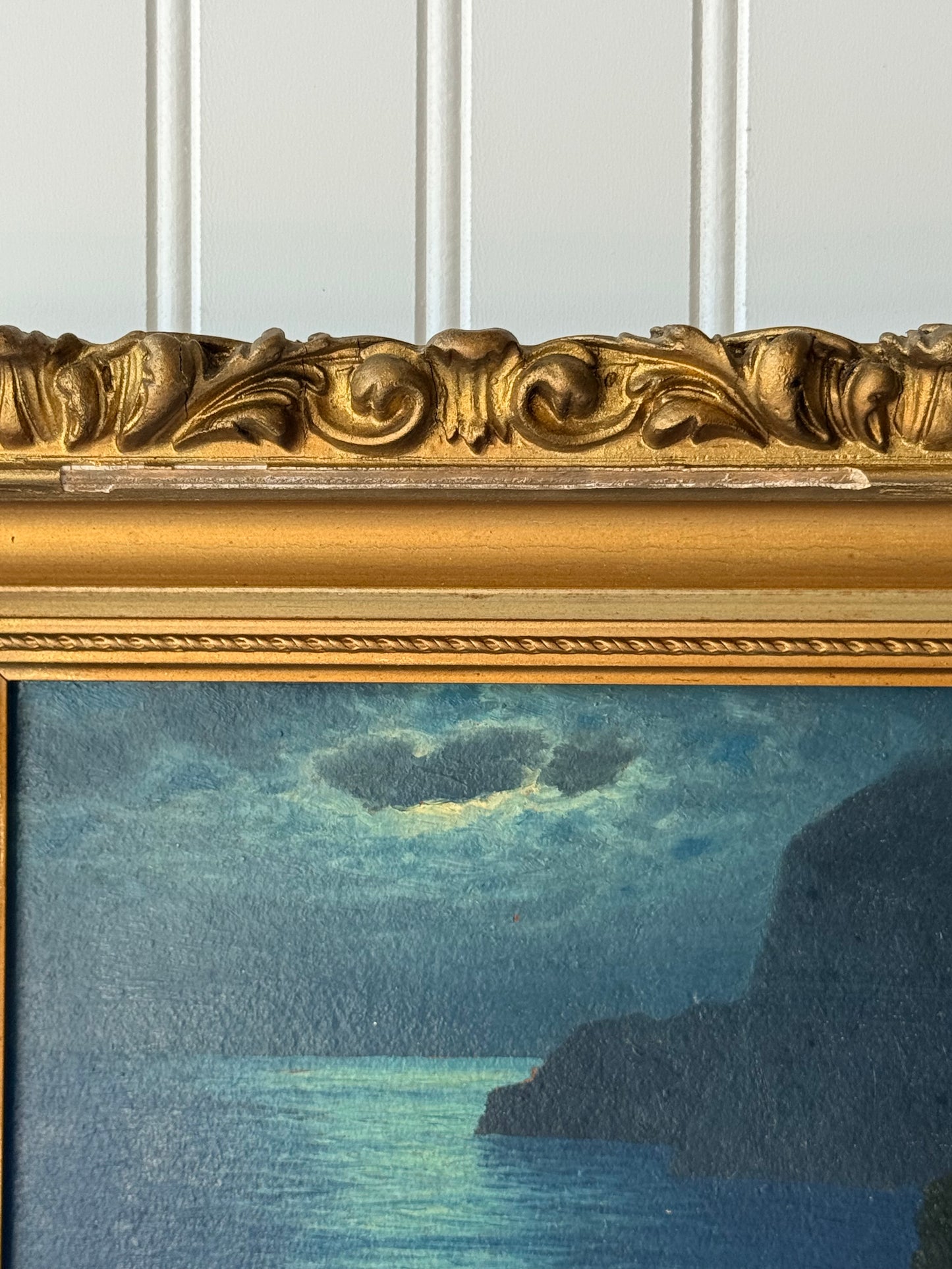 Framed Seascape Oil Painting, 15”