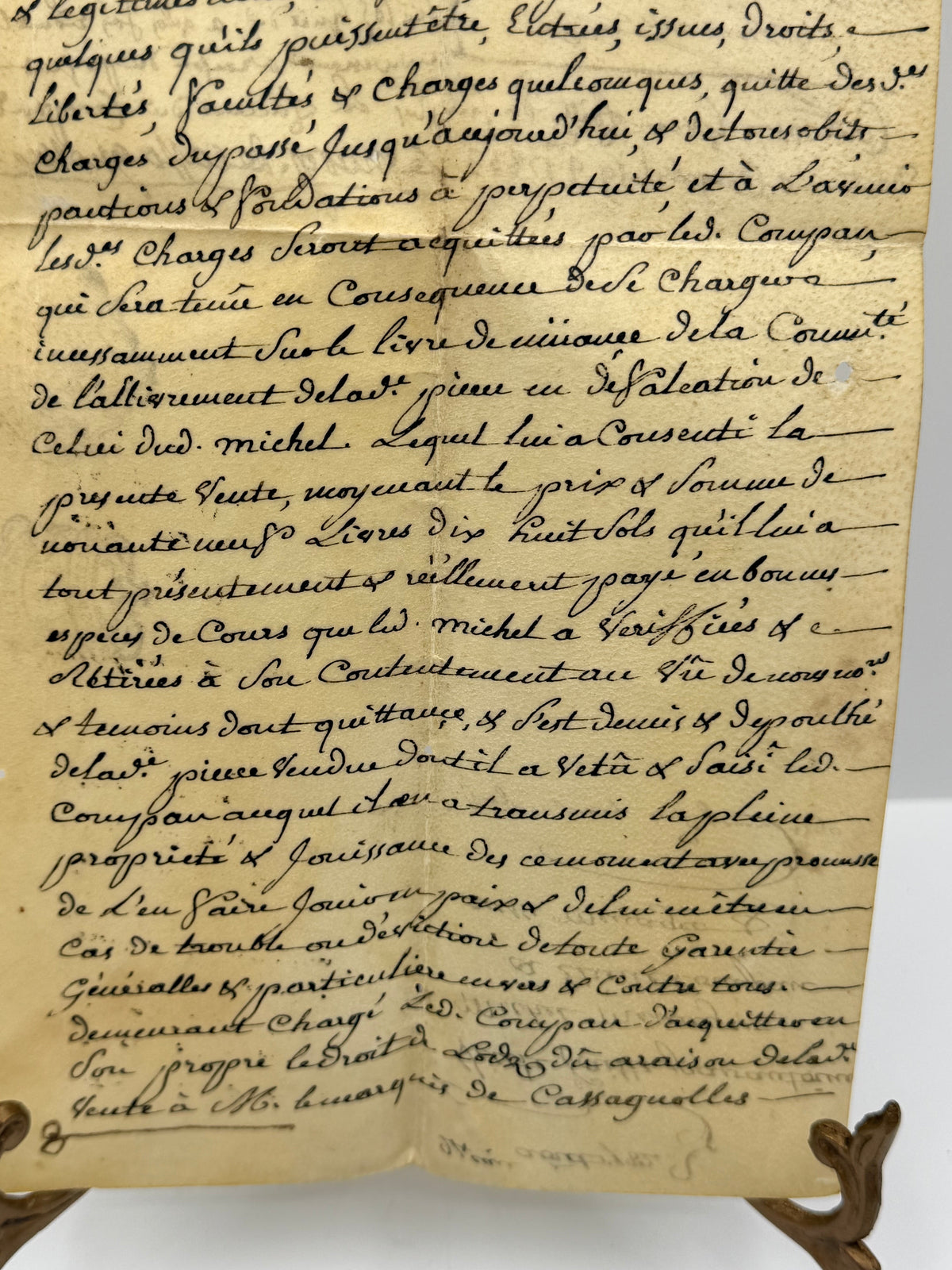 French Handwritten Document on Vellum Paper, 1790 DSM Vintage