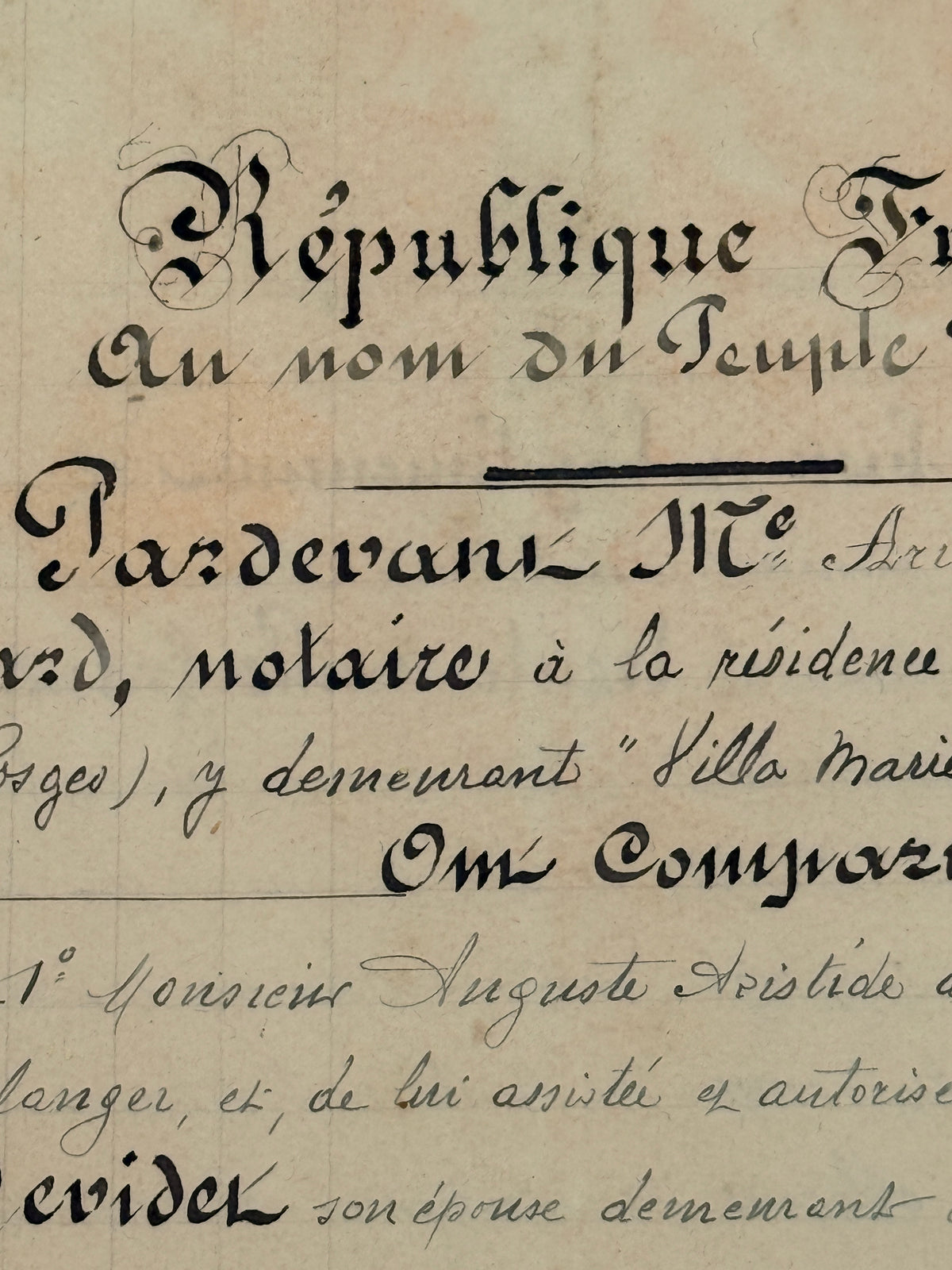 French Vintage Handwritten Bond Document, 1931