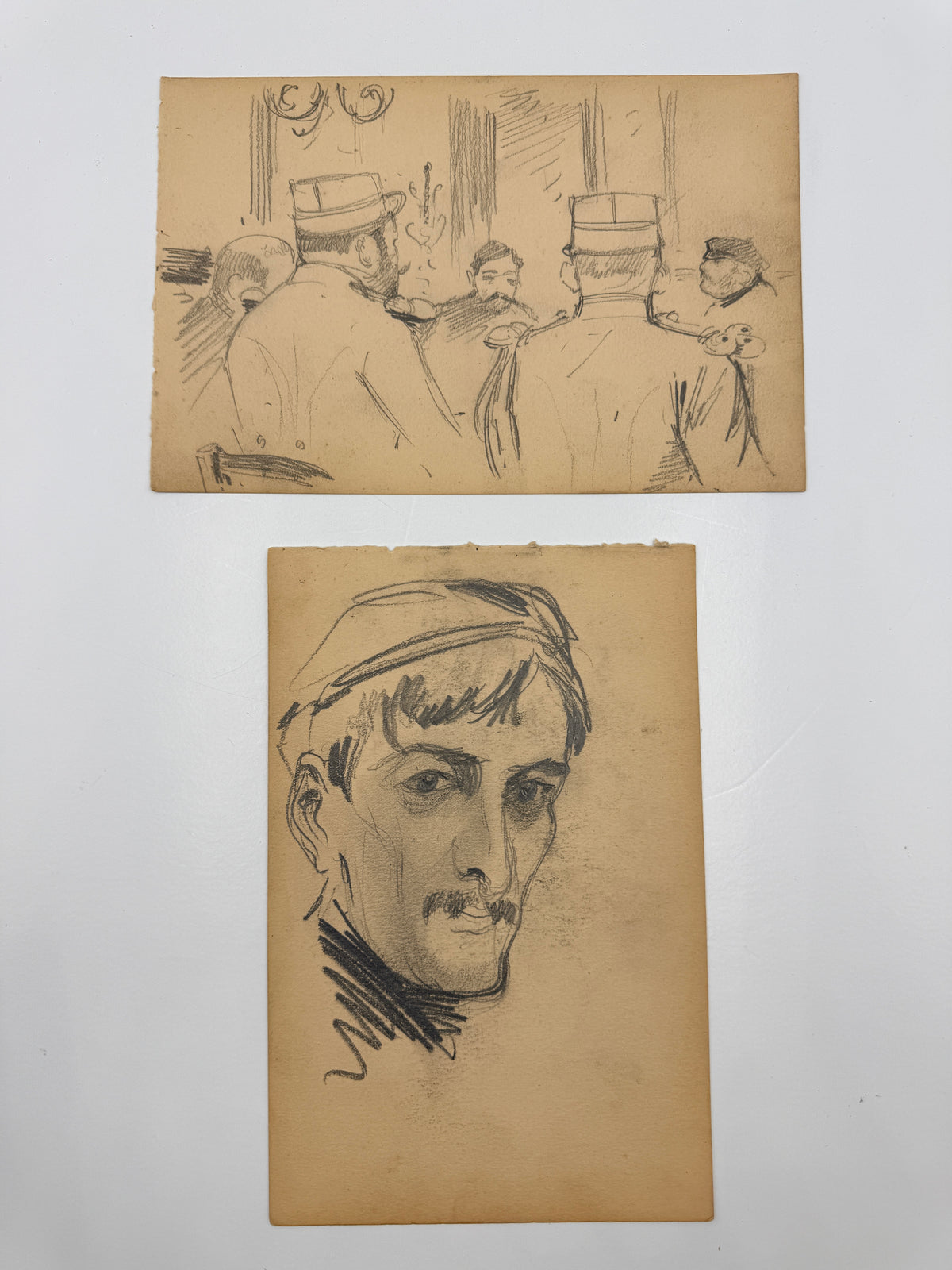 Vintage Unsigned Paper Sketches, France