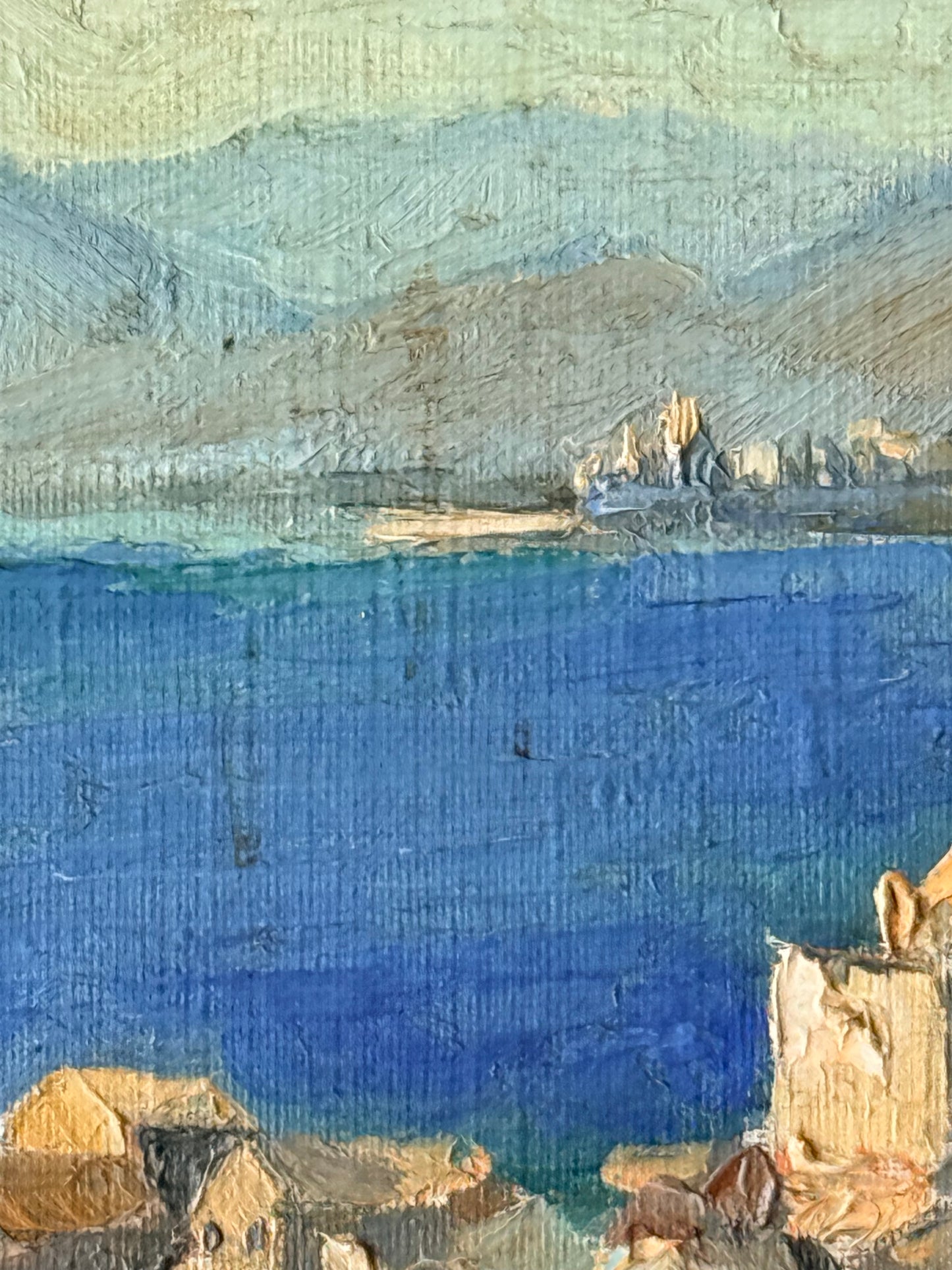 European Seascape Signed Oil Painting, 21”