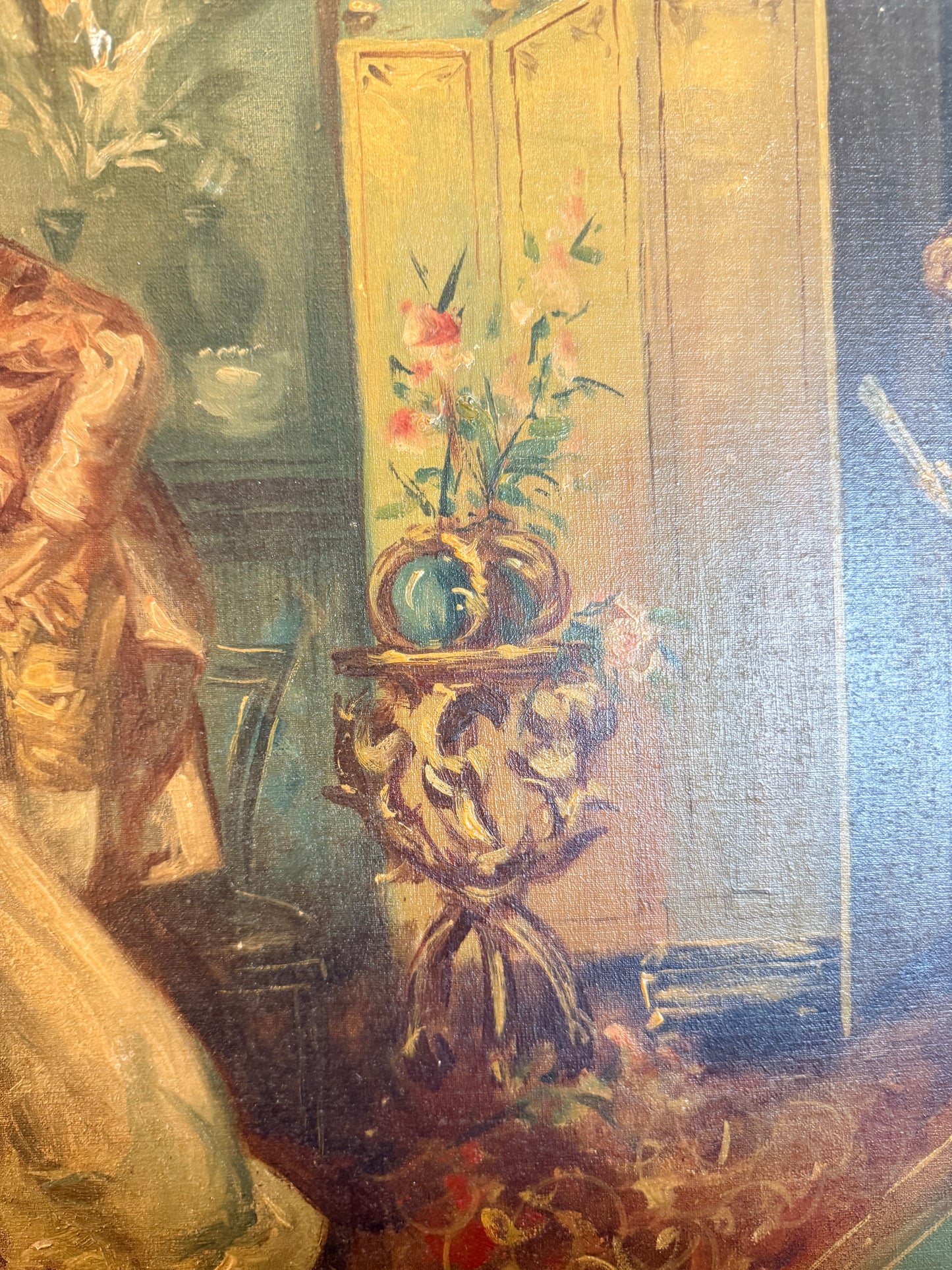 European Antique Oil Painting, 24”