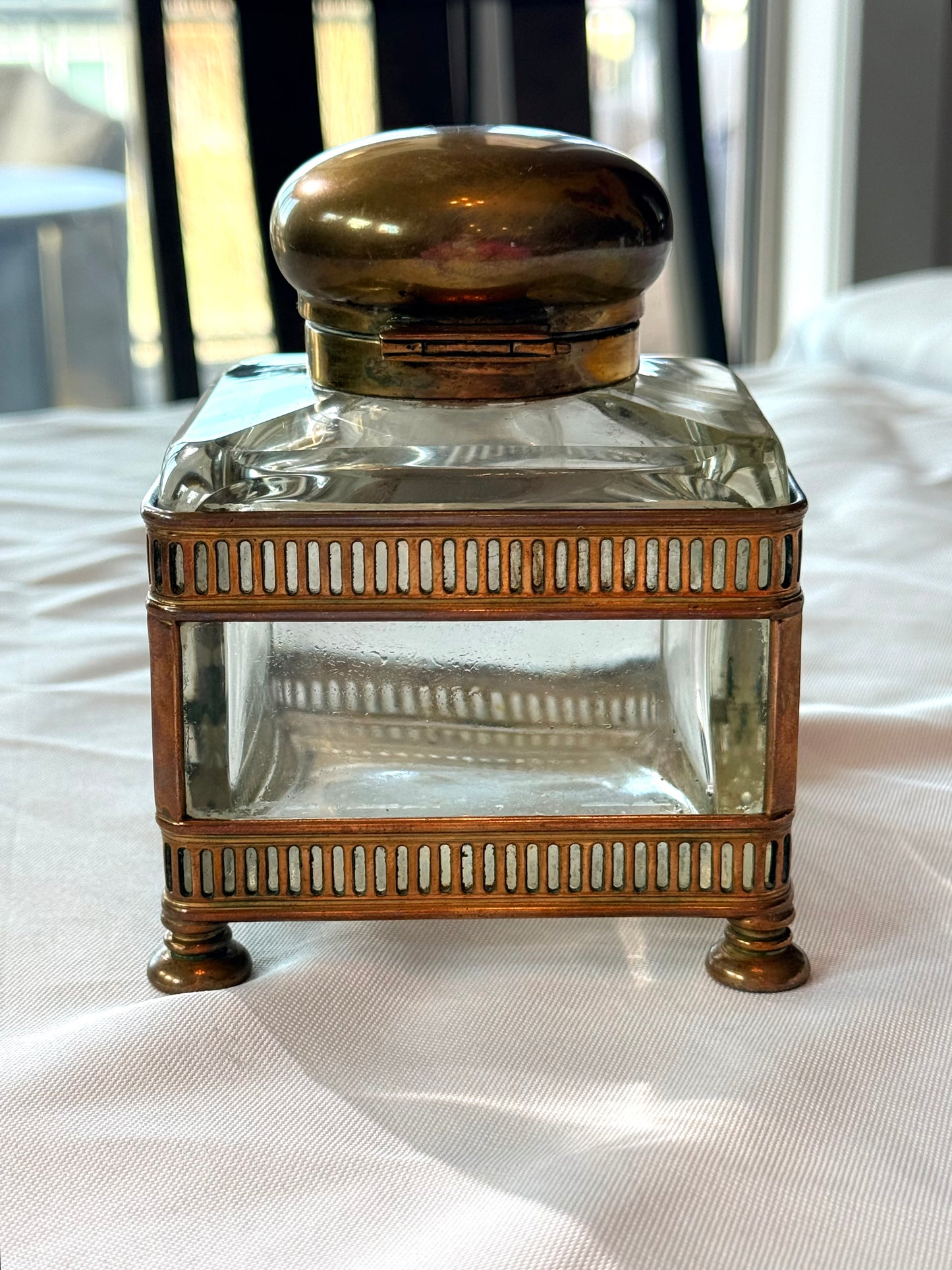Large French Crystal Inkwell