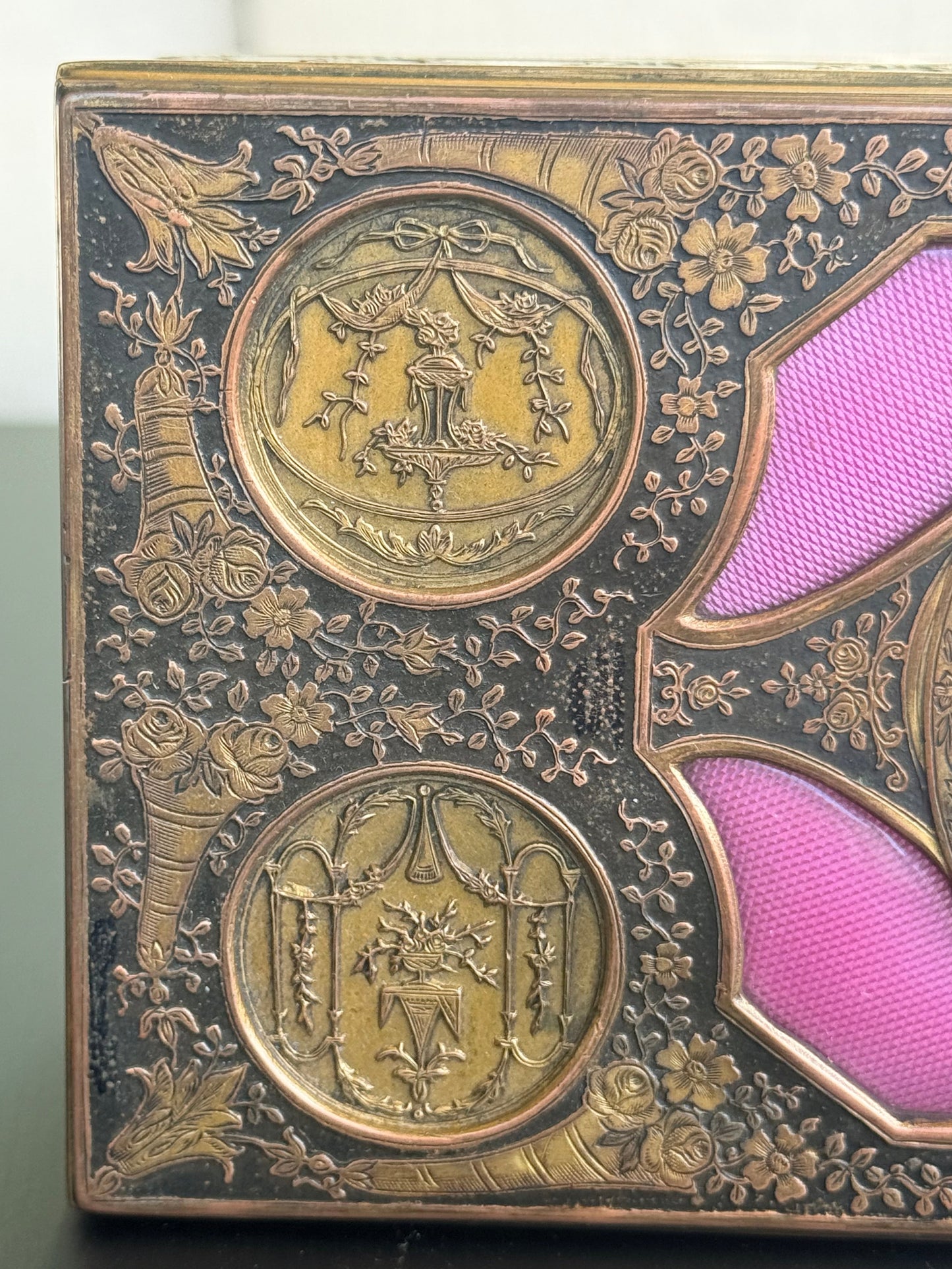 French Bronze Enamel Jewelry Box with Miniature Painting