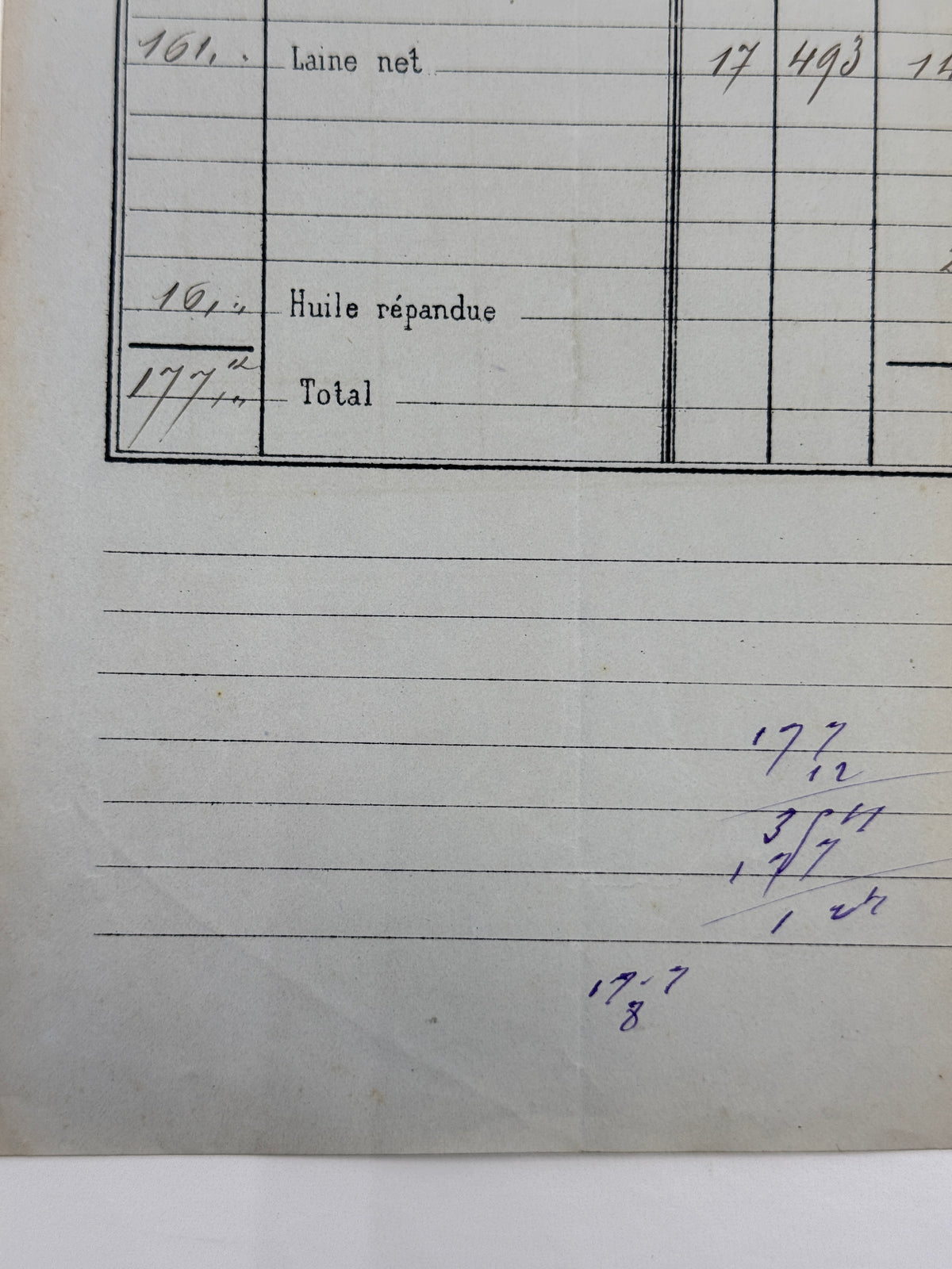 French Antique Blue Tone Invoice, 1886