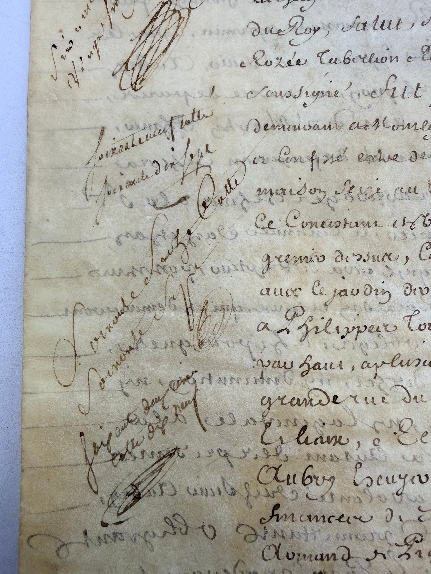 Handwritten French Contract Document on Vellum Paper, 1681