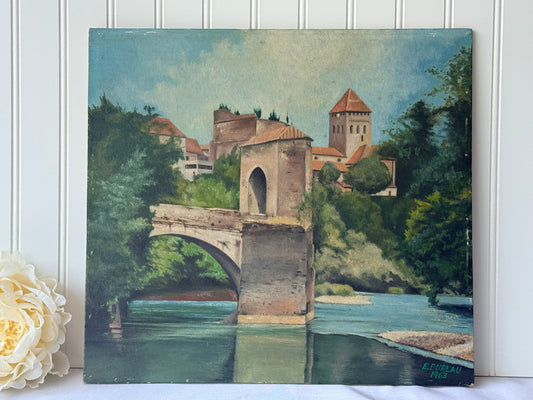 Sauveterre-de-Bearn & Pont de la Légende French Oil Painting, 16”