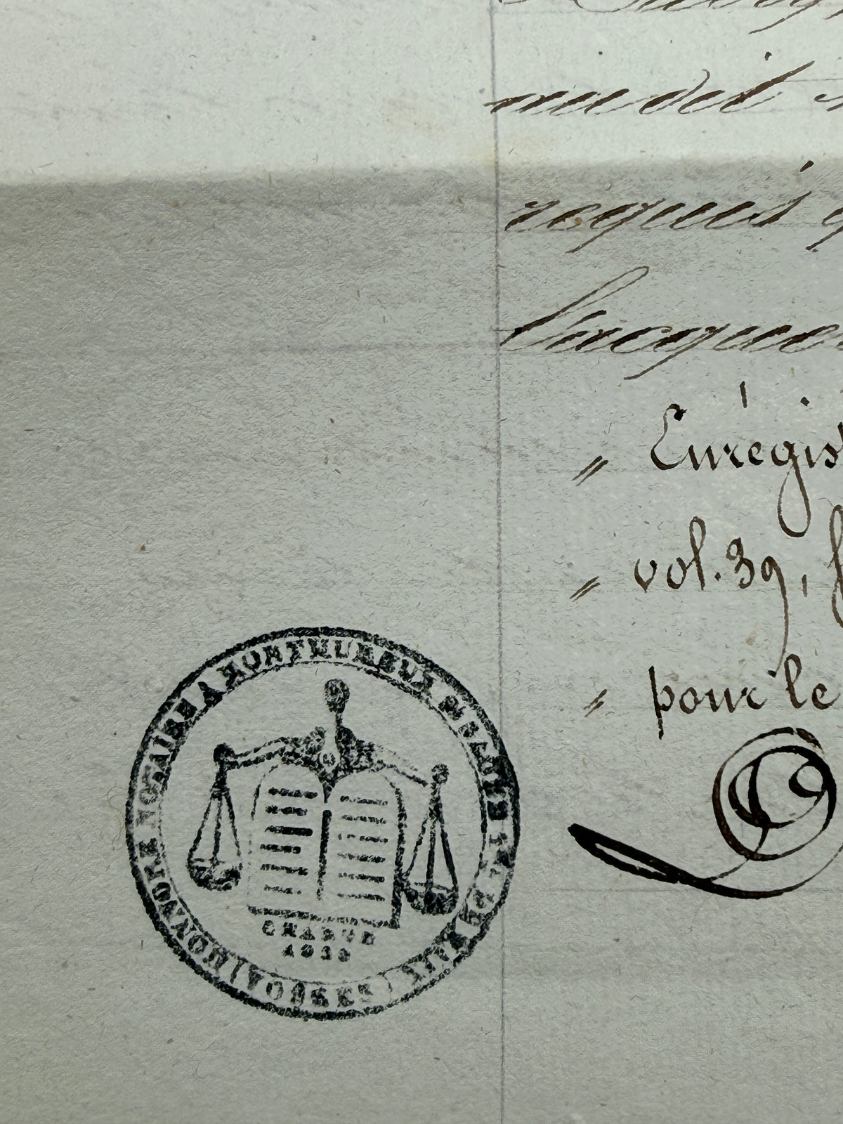 French Handwritten Antique Document with Purple Paper Cover