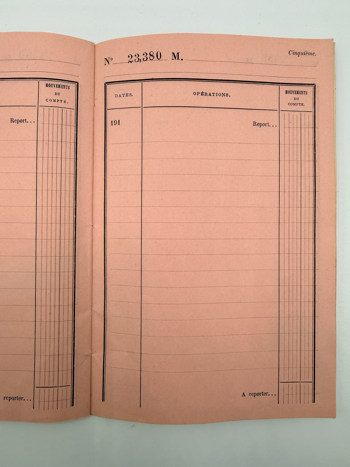 Vintage French Pink Paper Bank Booklet for Account Transactions