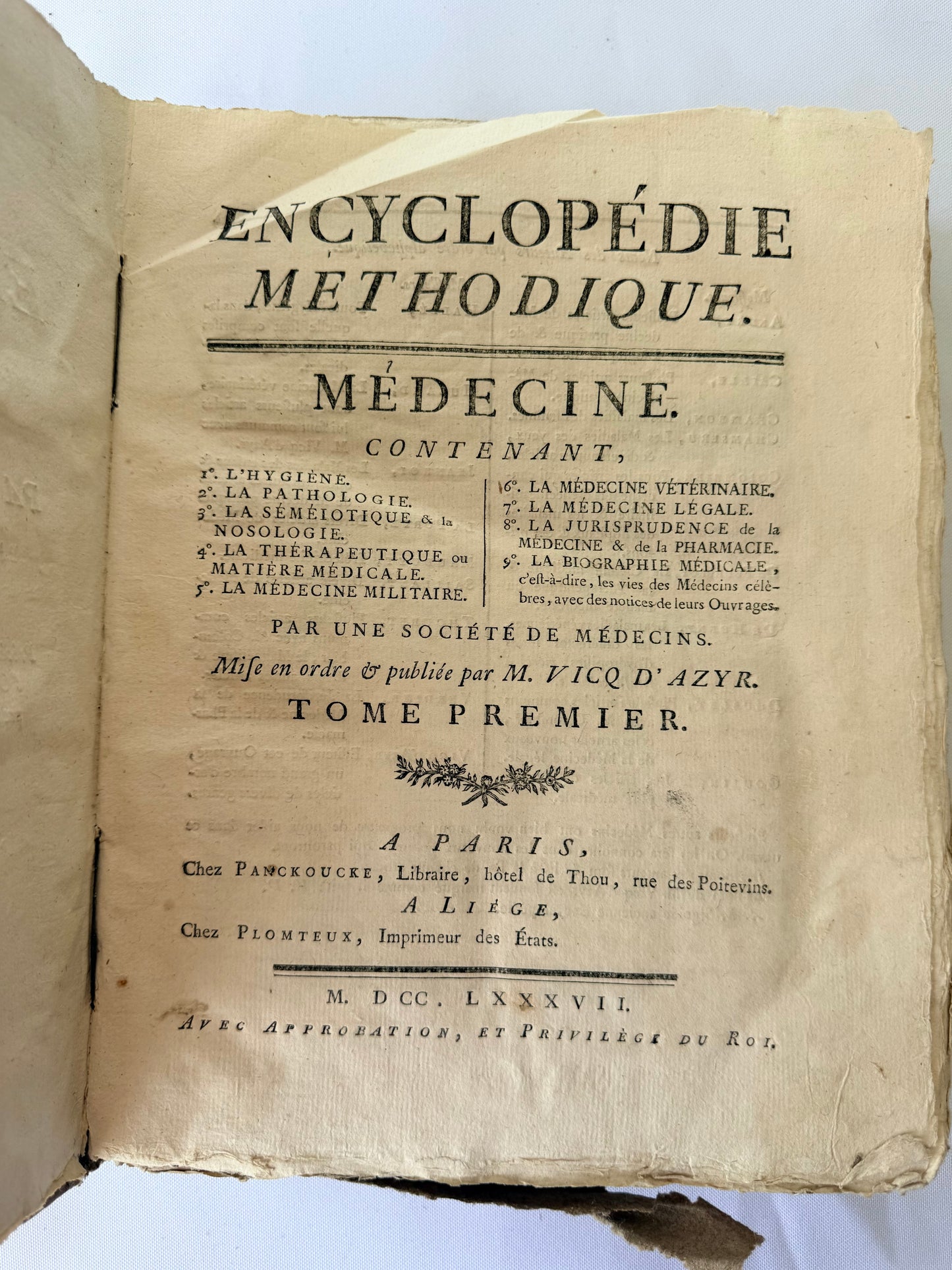 Large French Medical Dictionary Encyclopedia, 1787