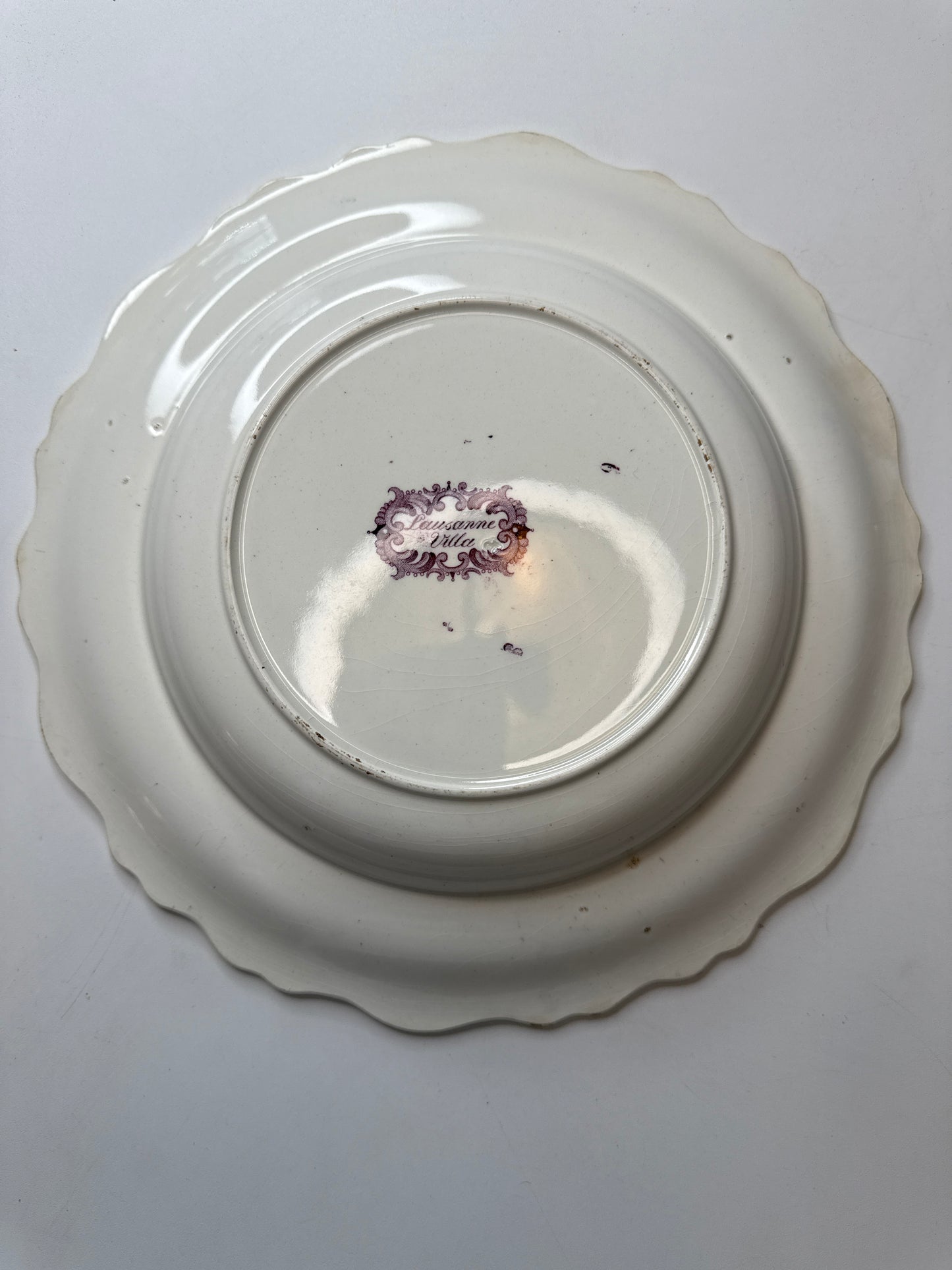 Purple French Transferware Dish, Lausanne Villa, 10”