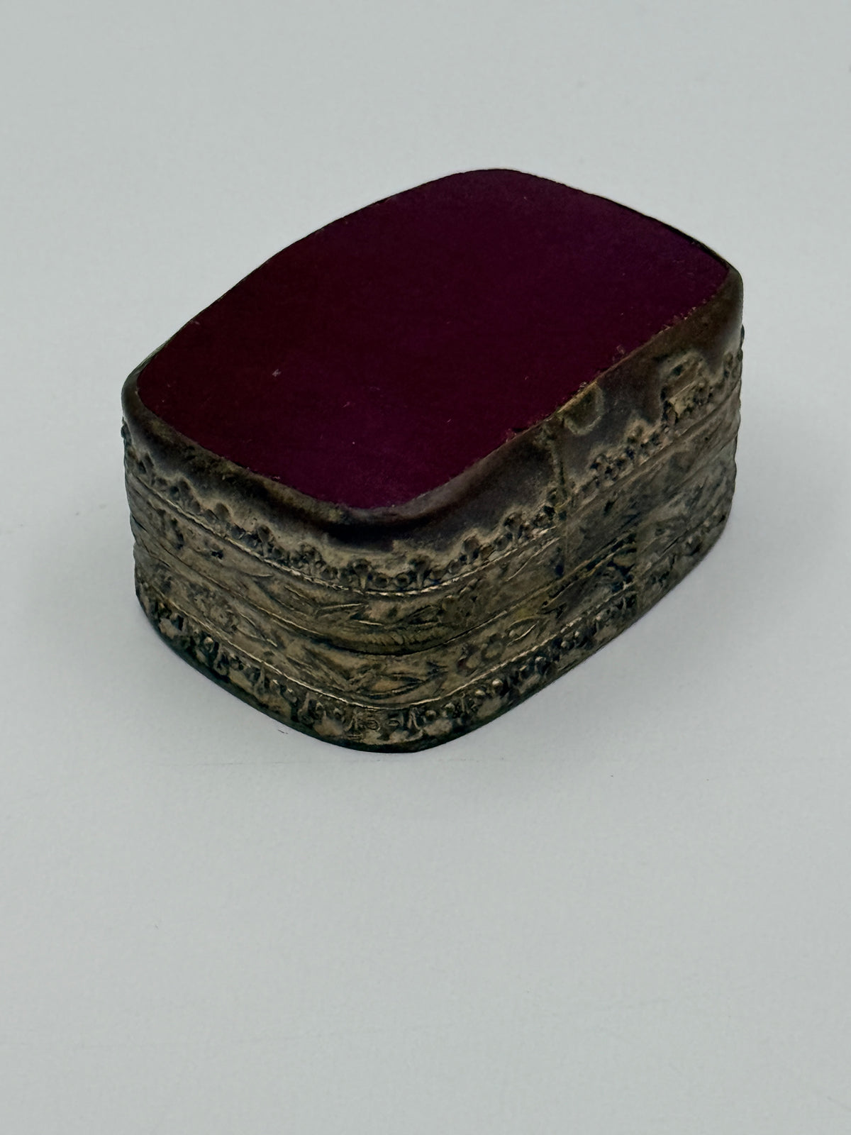 Small Red Decorative Metal Trinket Ring Box, 2"