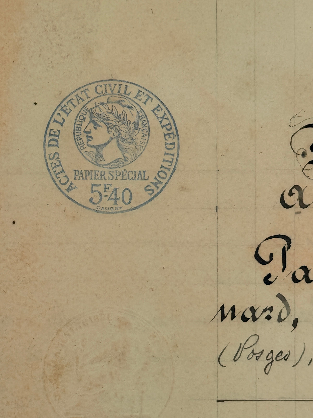 French Vintage Handwritten Bond Document, 1931