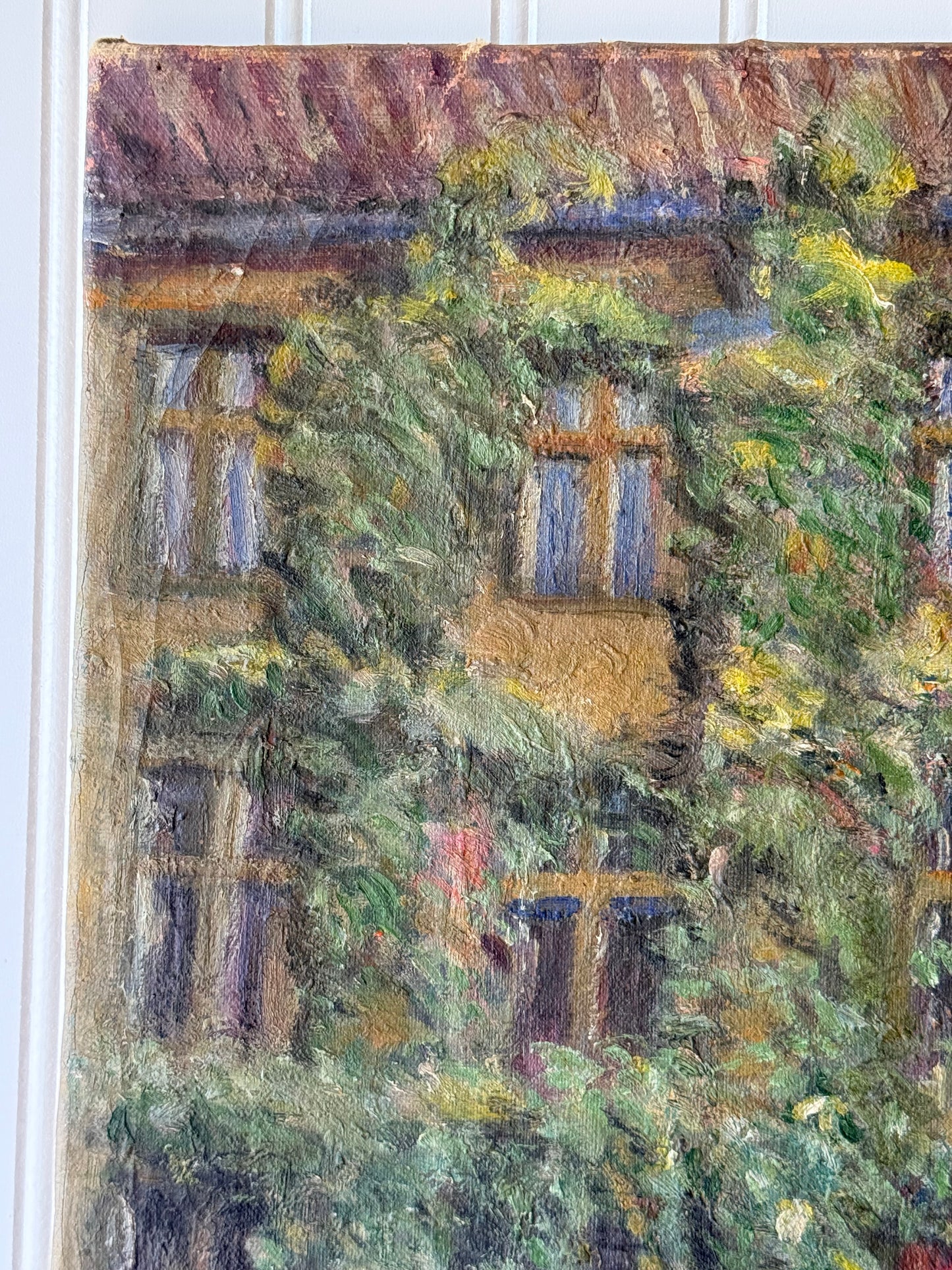 European Floral Street Oil Painting, 19”