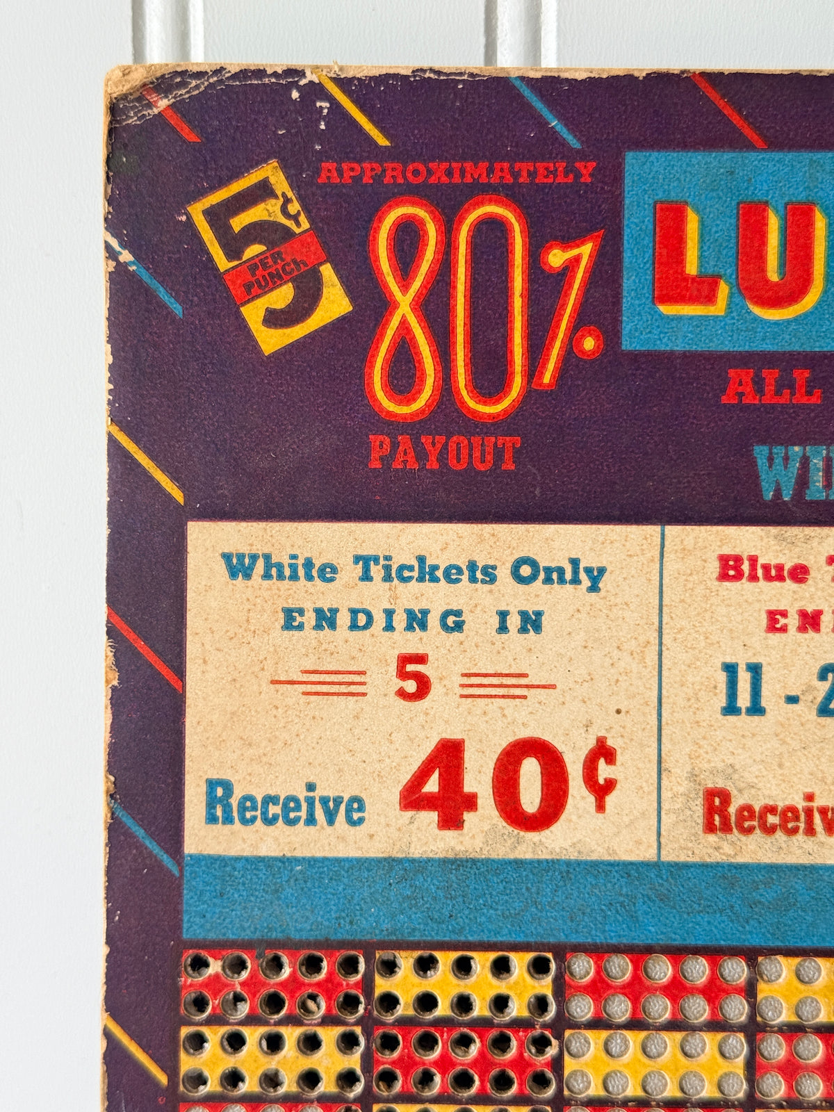 Lu-Lu Ticket Winner Vintage Punch Board