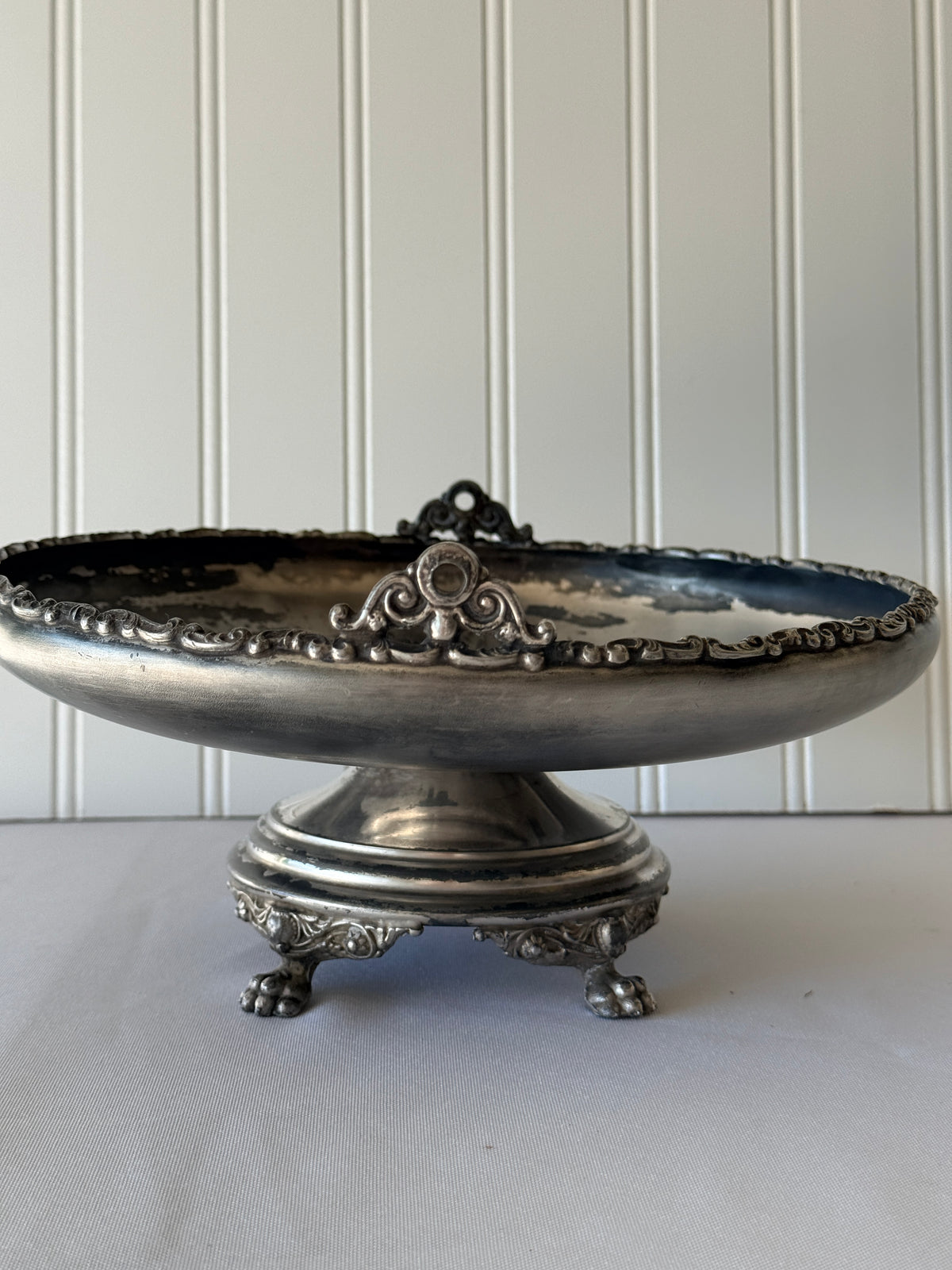 Silver Plate Antique Paw Foot Baroque Revival Centerpiece Compote