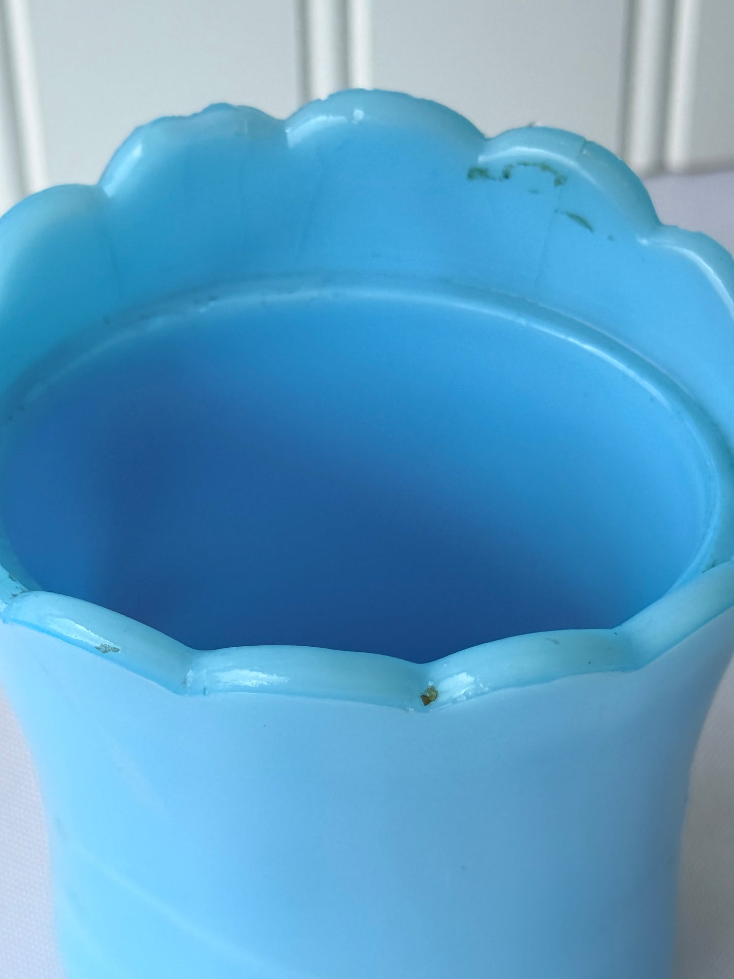Vintage Blue Opaline Style Vanity Holder, 5”