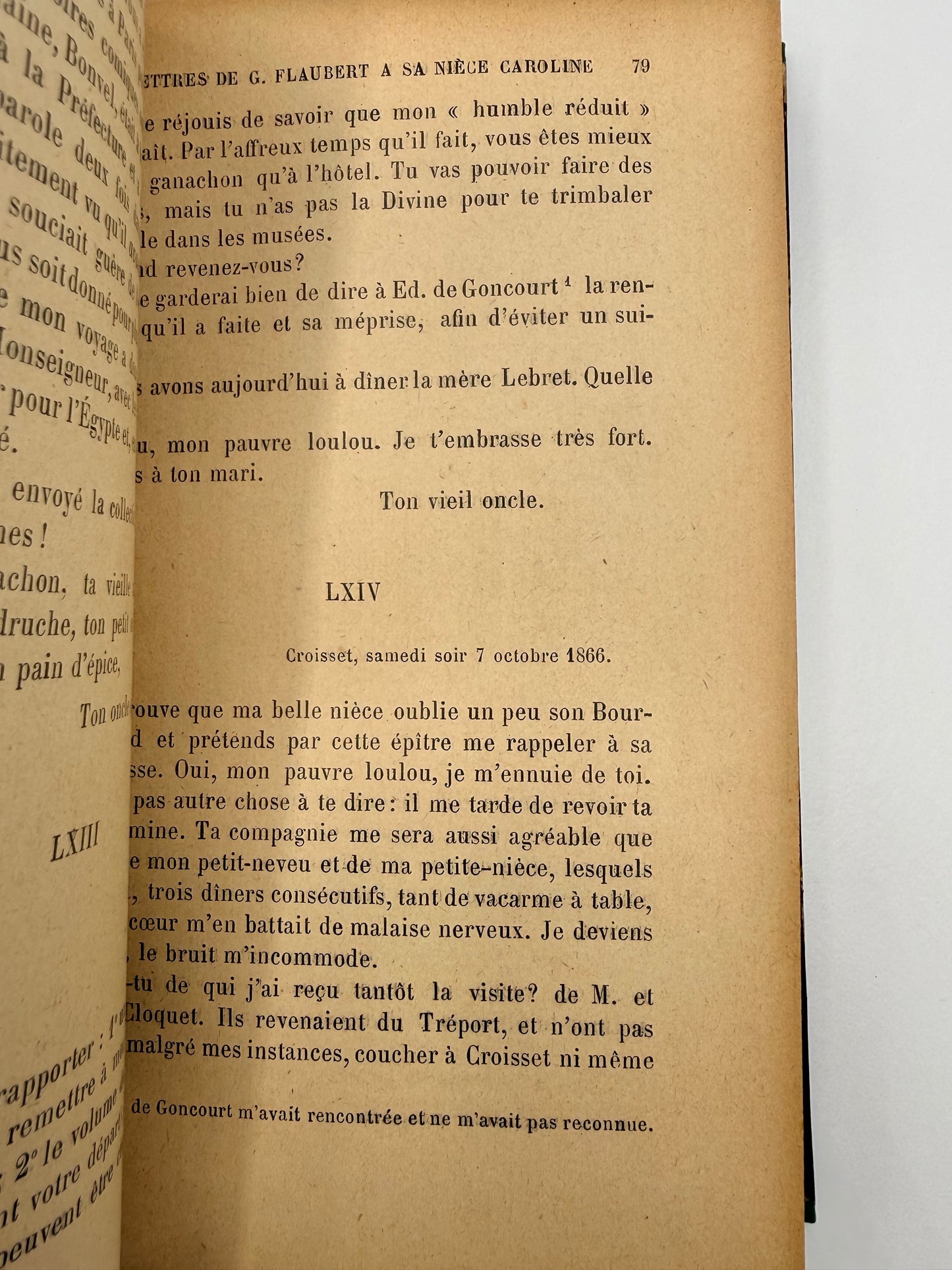 Gustave Flaubert’s Lettres a Sa Niece Caroline, French