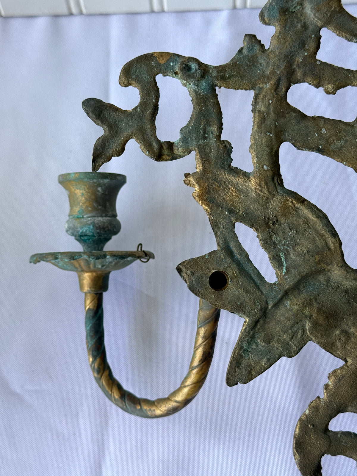 Antique Love Bird Rococo Revival French Style Cast Metal Wall Sconce