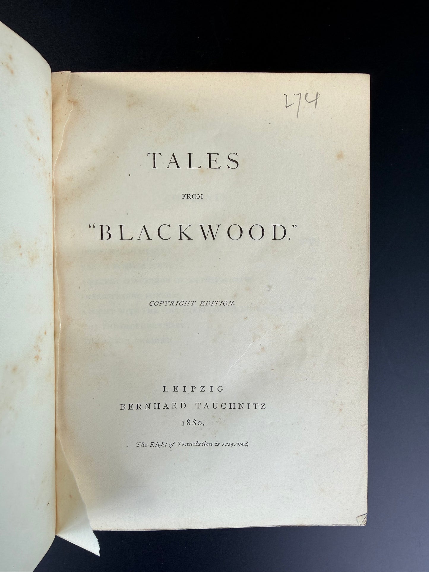 Tales from Blackwood, Blackwood Magazine Short Stories, Edinburgh, 1880
