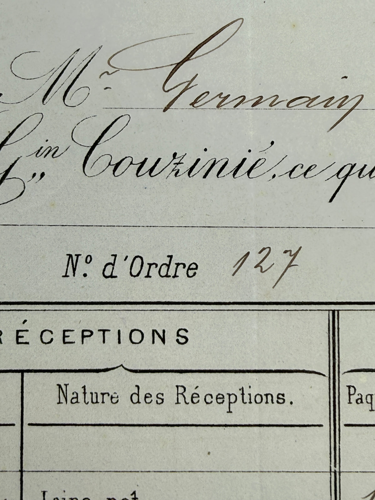 French Antique Blue Tone Invoice, 1886