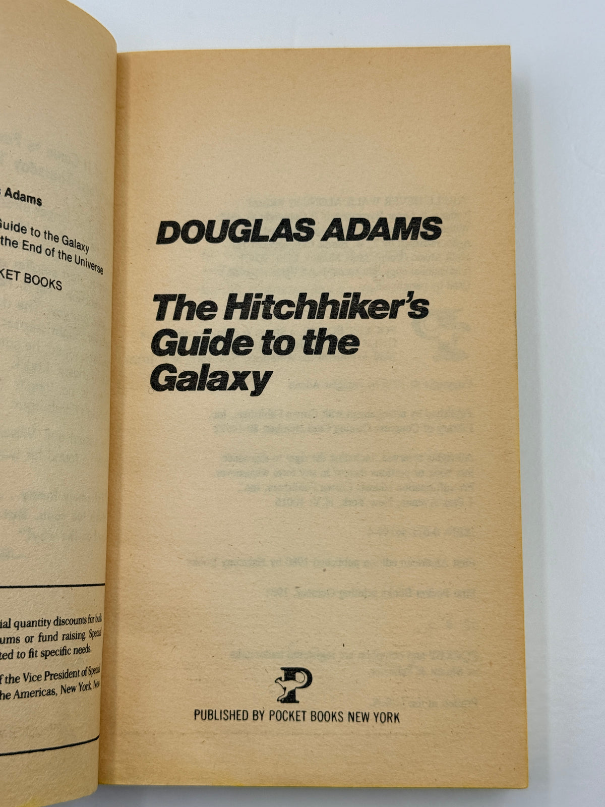 The Hitchhiker’s Guide to the Galaxy by Douglas Adams, paperback
