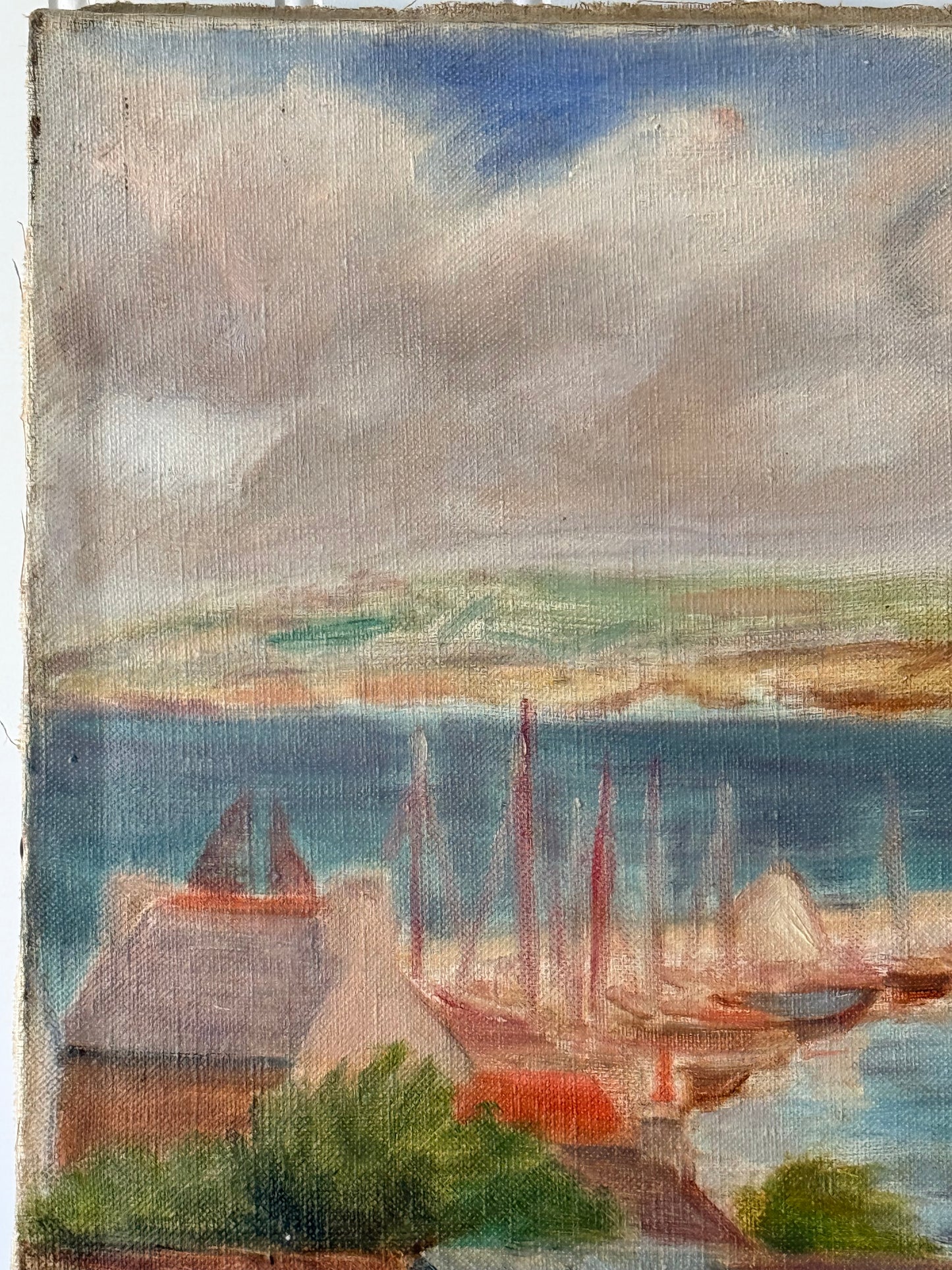 European Seascape Oil Painting, 21”, Cavaillon