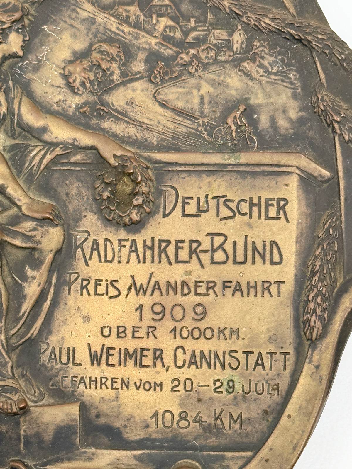 Antique German Cycling Medal, 1909, Deutscher Radfahrer-Bund