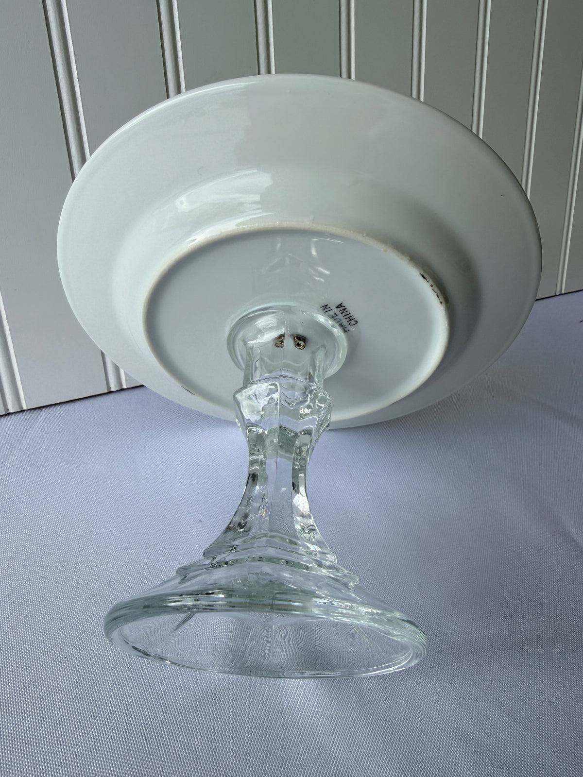 Vintage Christmas Holly Berry Pedestal Serving Plate Display