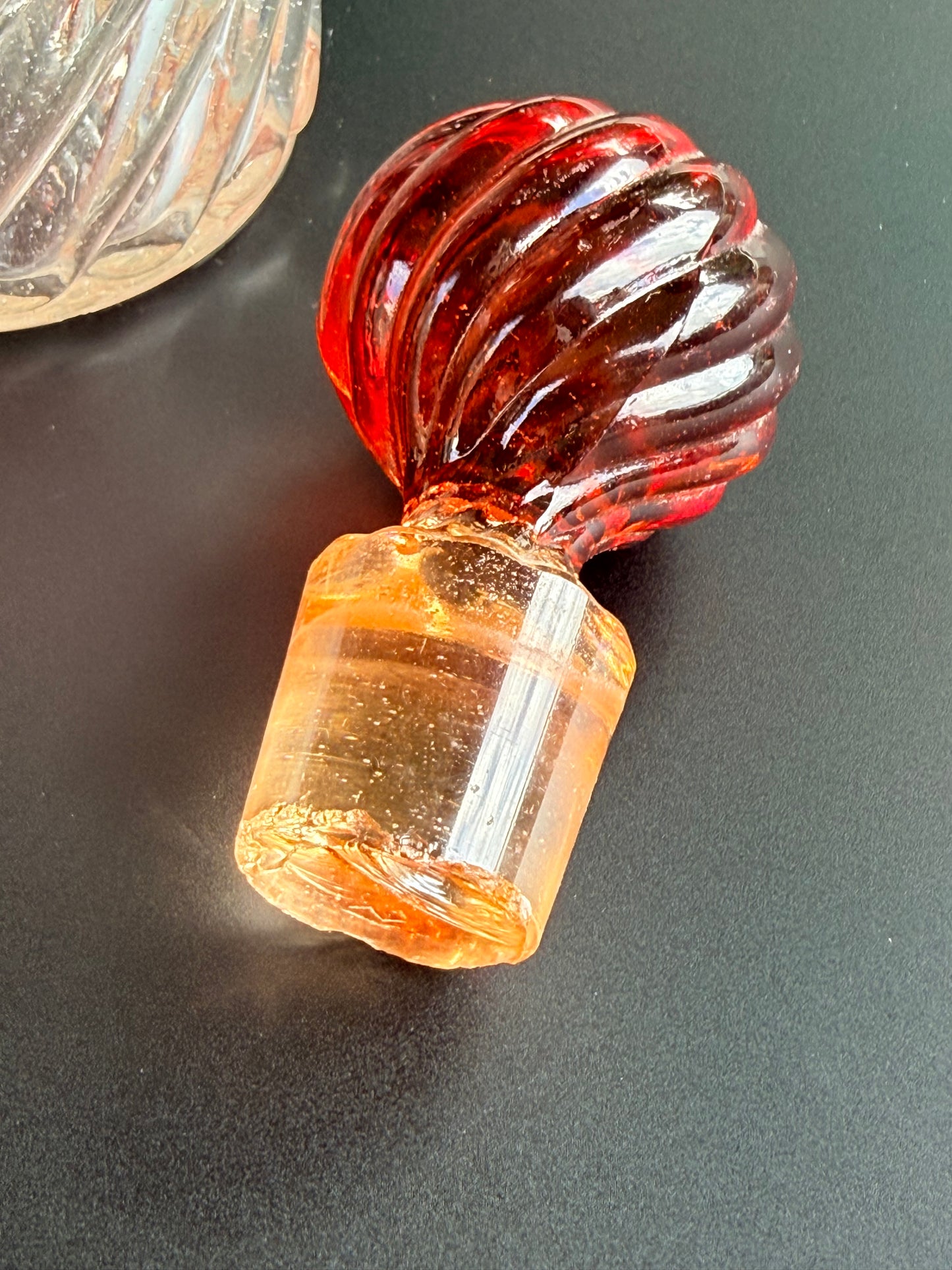 Baccarat Cranberry Swirled Glass Perfume Bottle, 8”