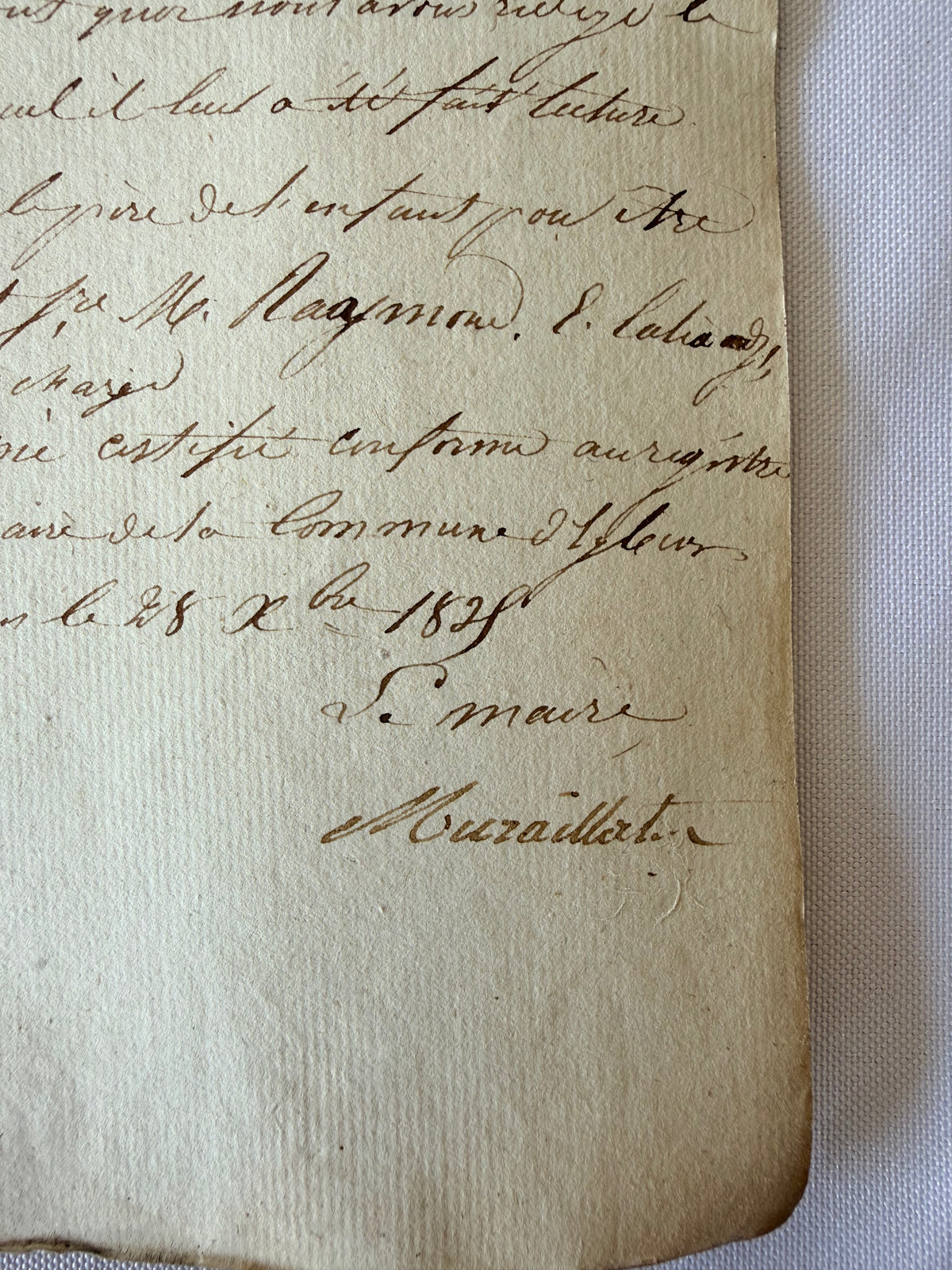 French Handwritten City Hall Document, 1828, Grenoble