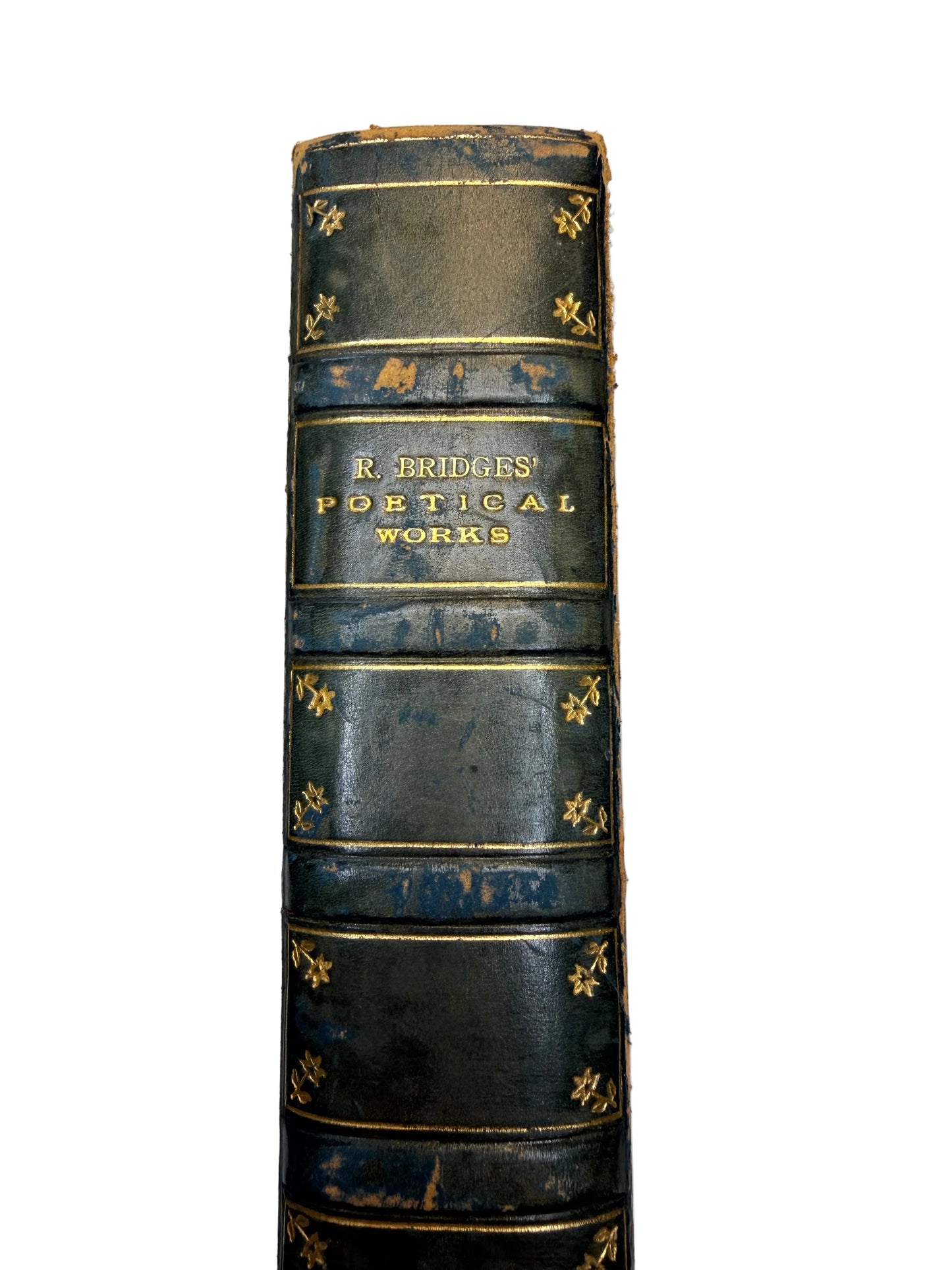 Vintage book with decorative spine on a plain background