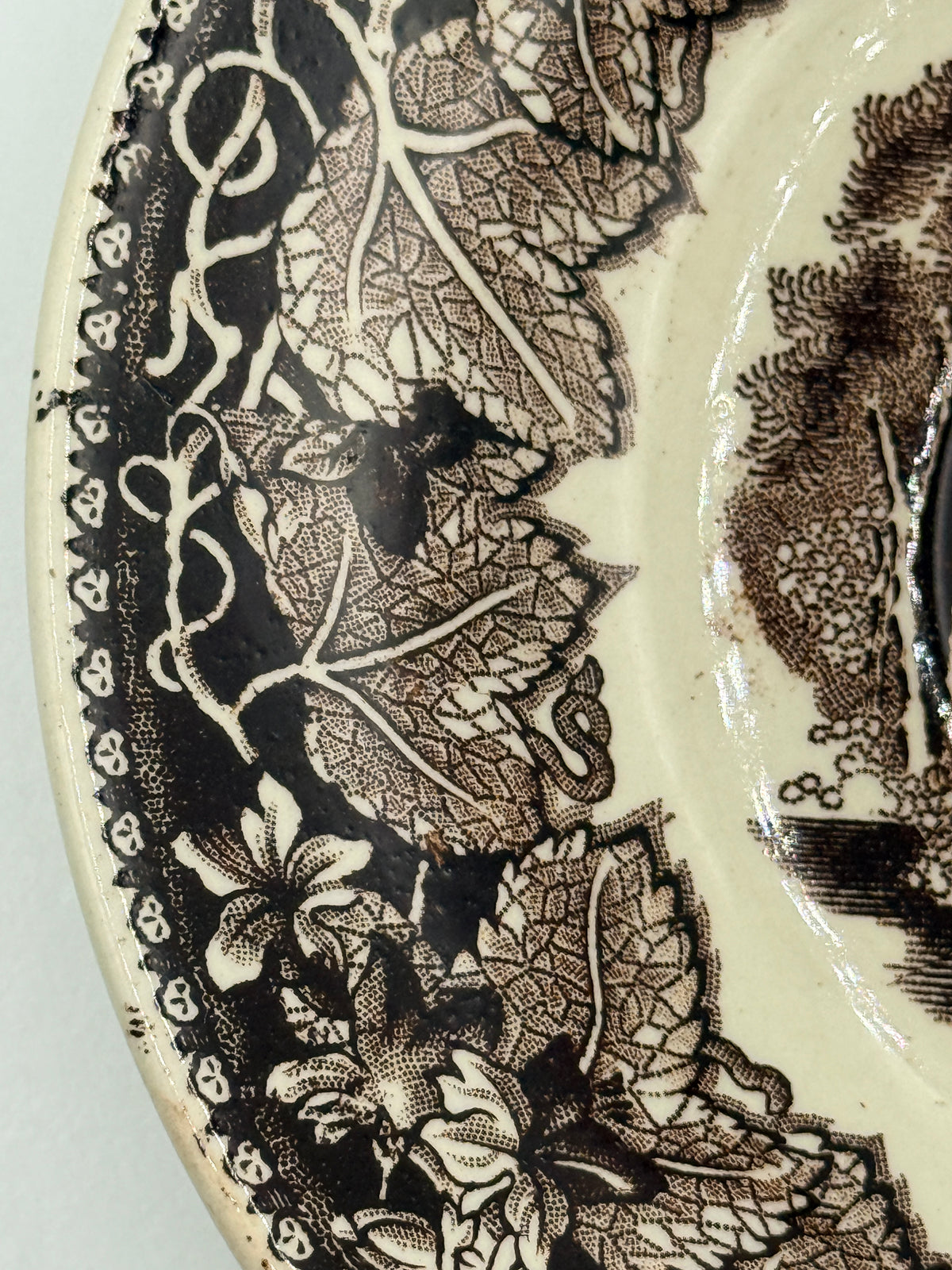 Vista English Brown Transferware Plate, Mason