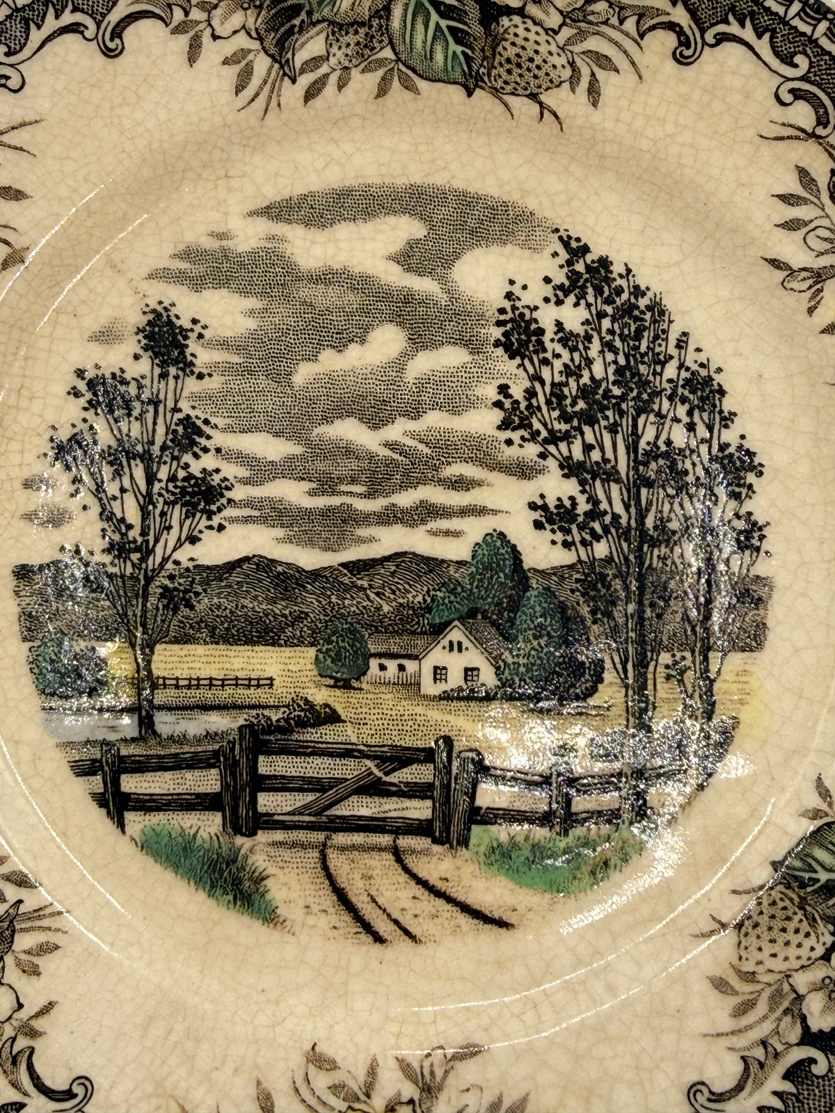 Vintage Pastoral Country Transferware Plate