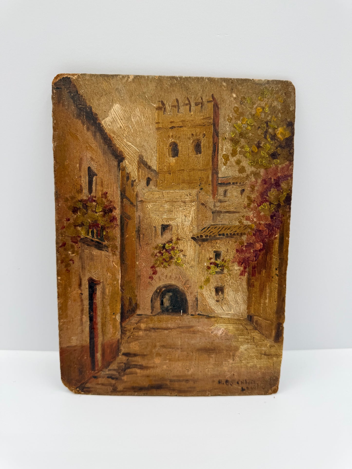 European Architectural Street Oil Painting, 7”