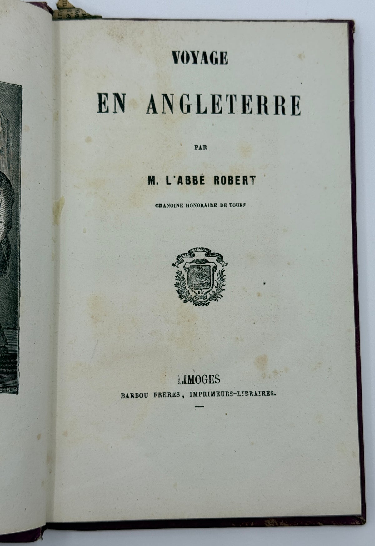 Voyage en Angleterre, French or Trip to England