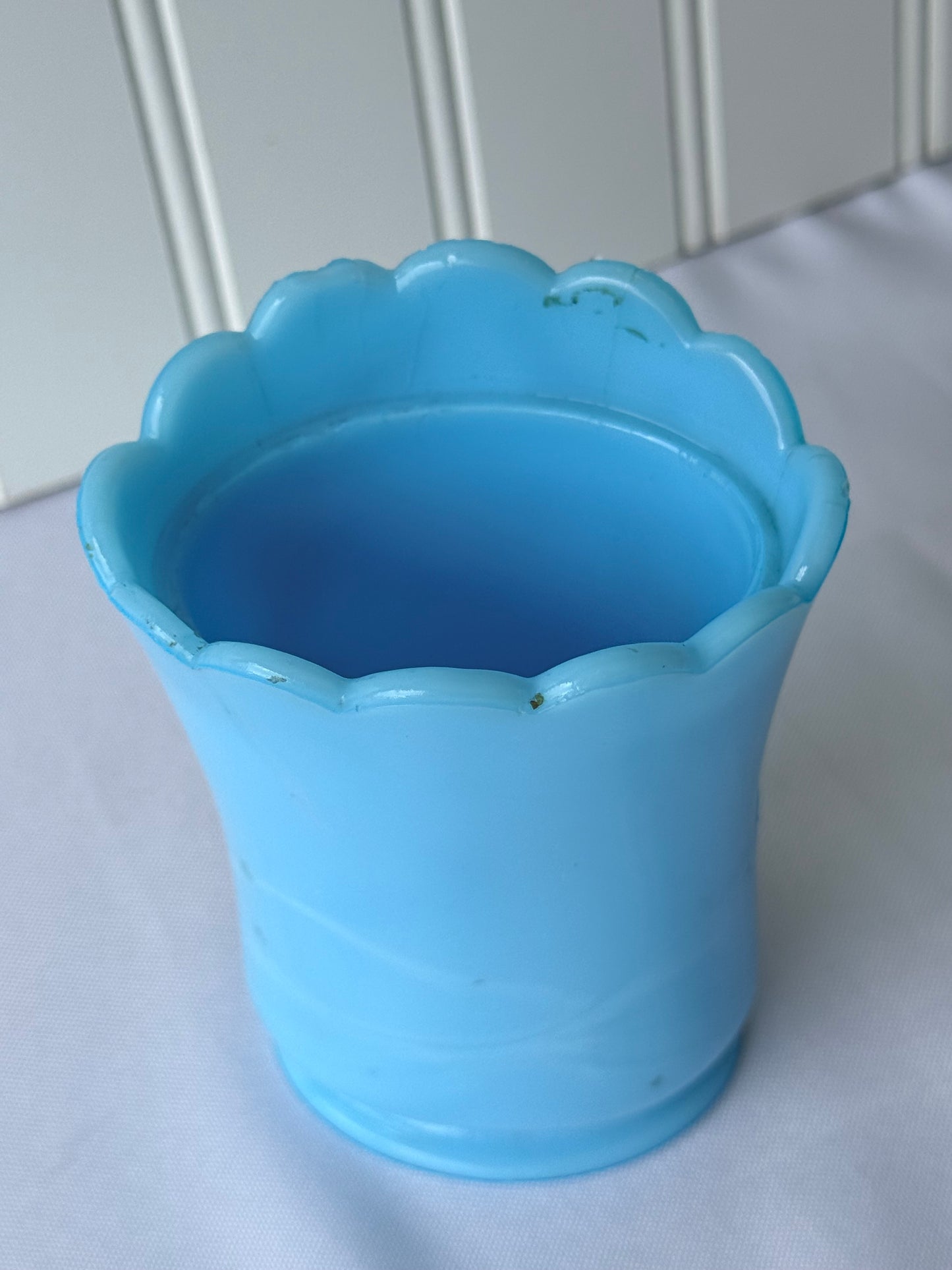 Vintage Blue Opaline Style Vanity Holder, 5”